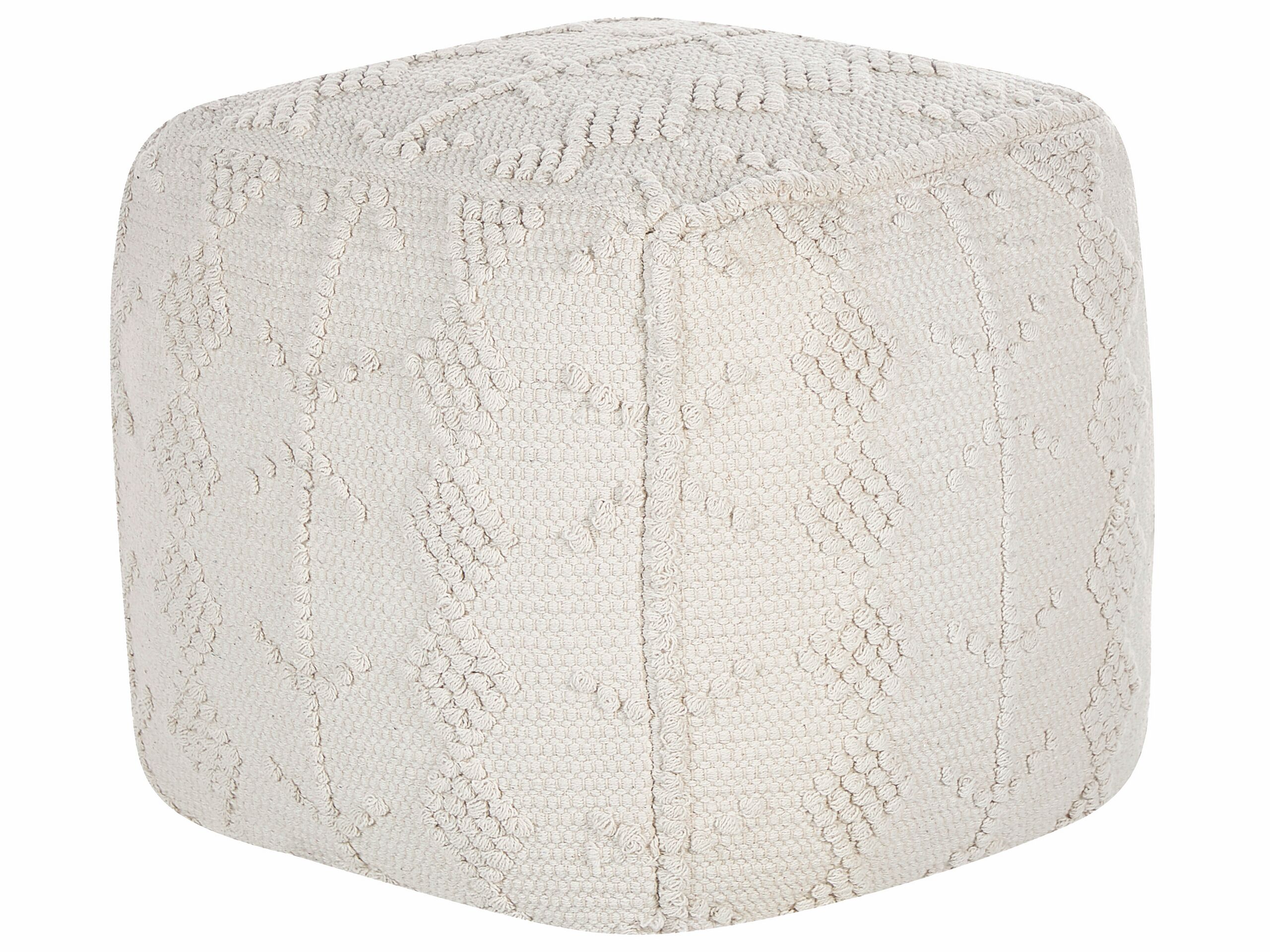Cotton Pouffe 40 x 40 cm White WARANGAL - Gemini Interiors