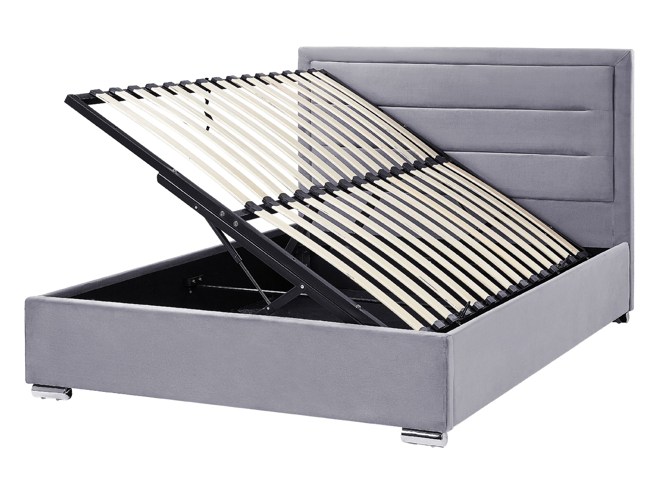 Velvet EU Double Size Ottoman Bed Dark Grey ROUEN - Gemini Interiors