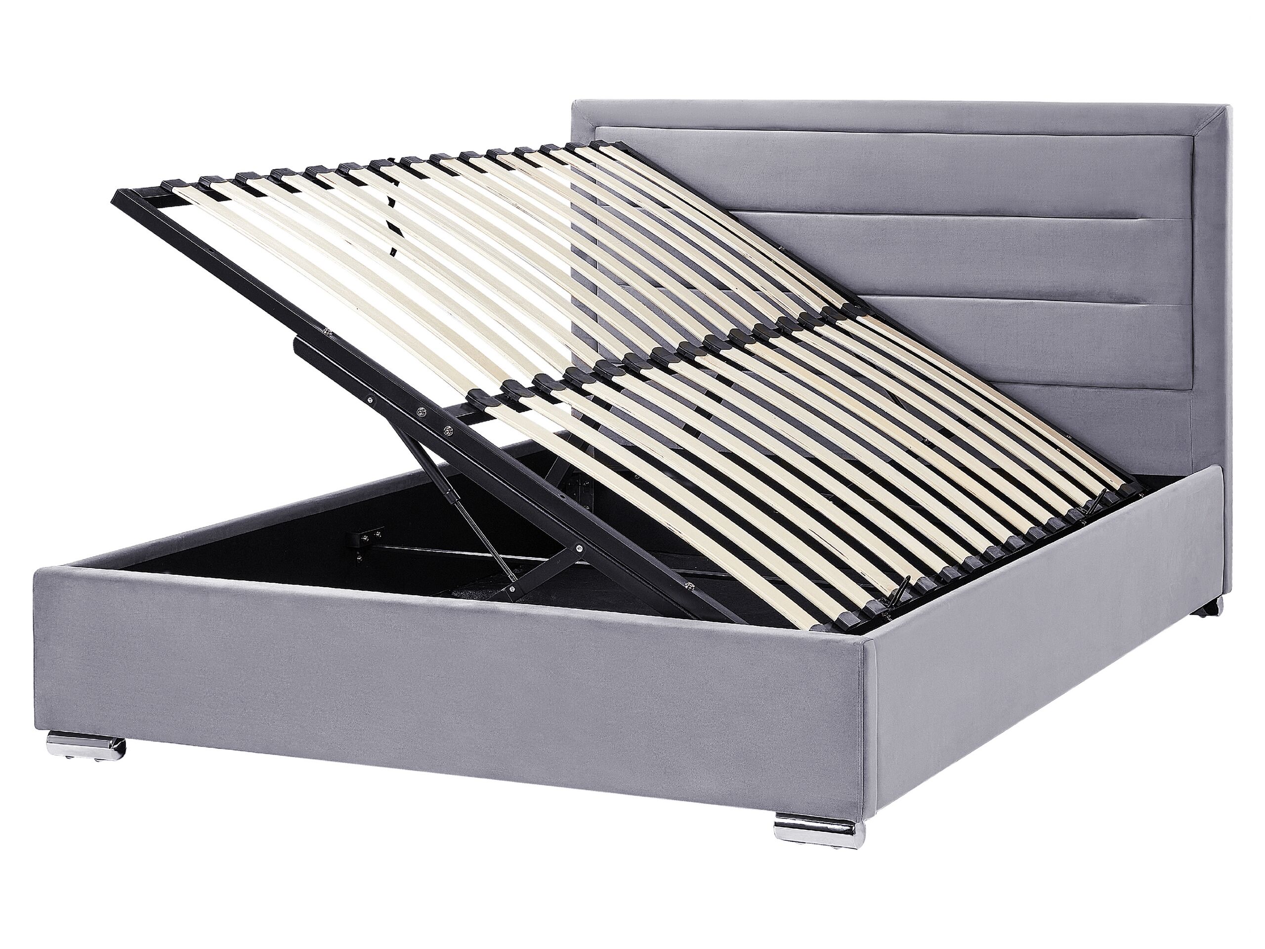 Velvet EU King Size Ottoman Bed Dark Grey ROUEN - Gemini Interiors