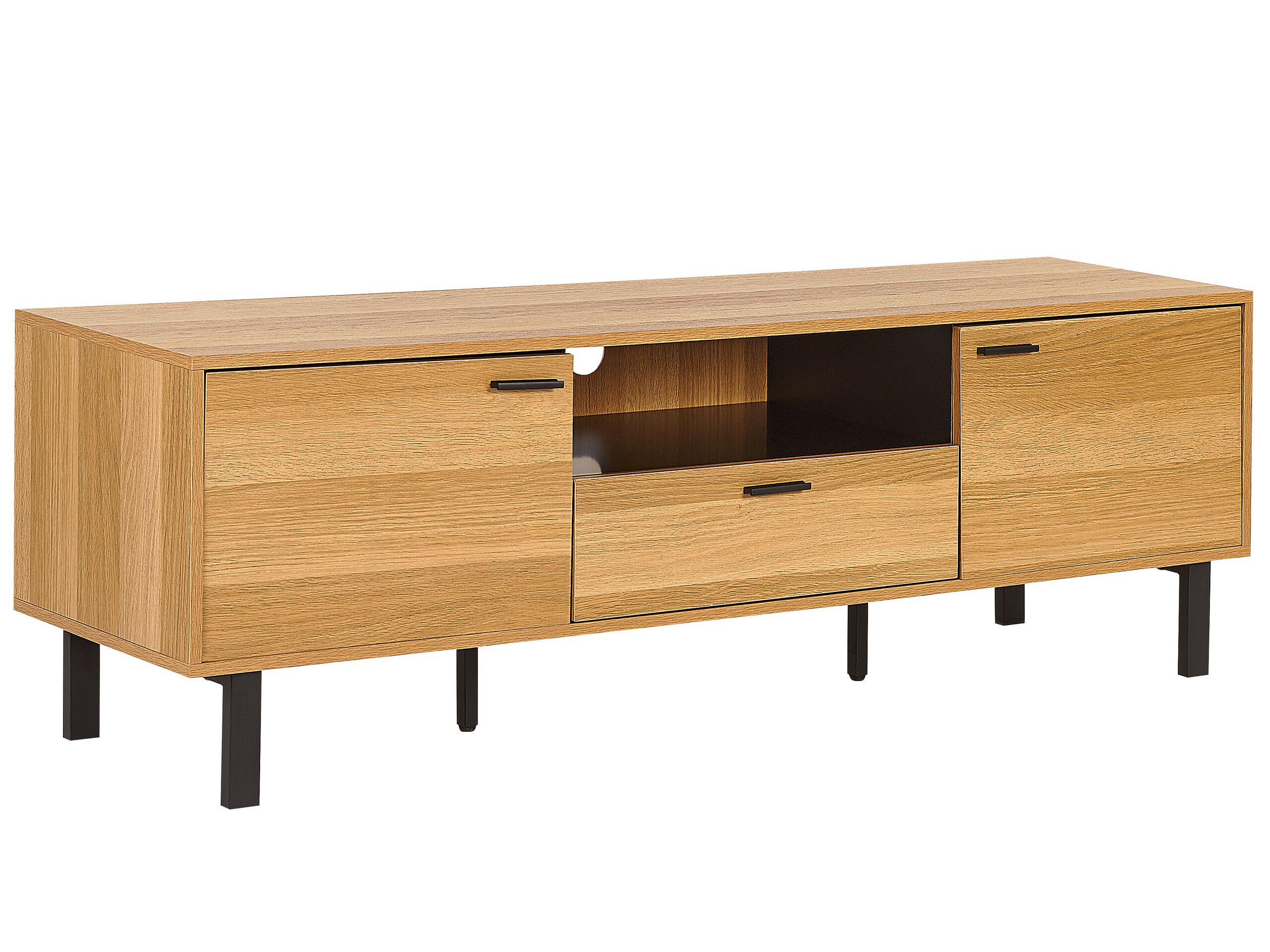 TV Stand Light Wood and Black CLAREMONT - Gemini Interiors