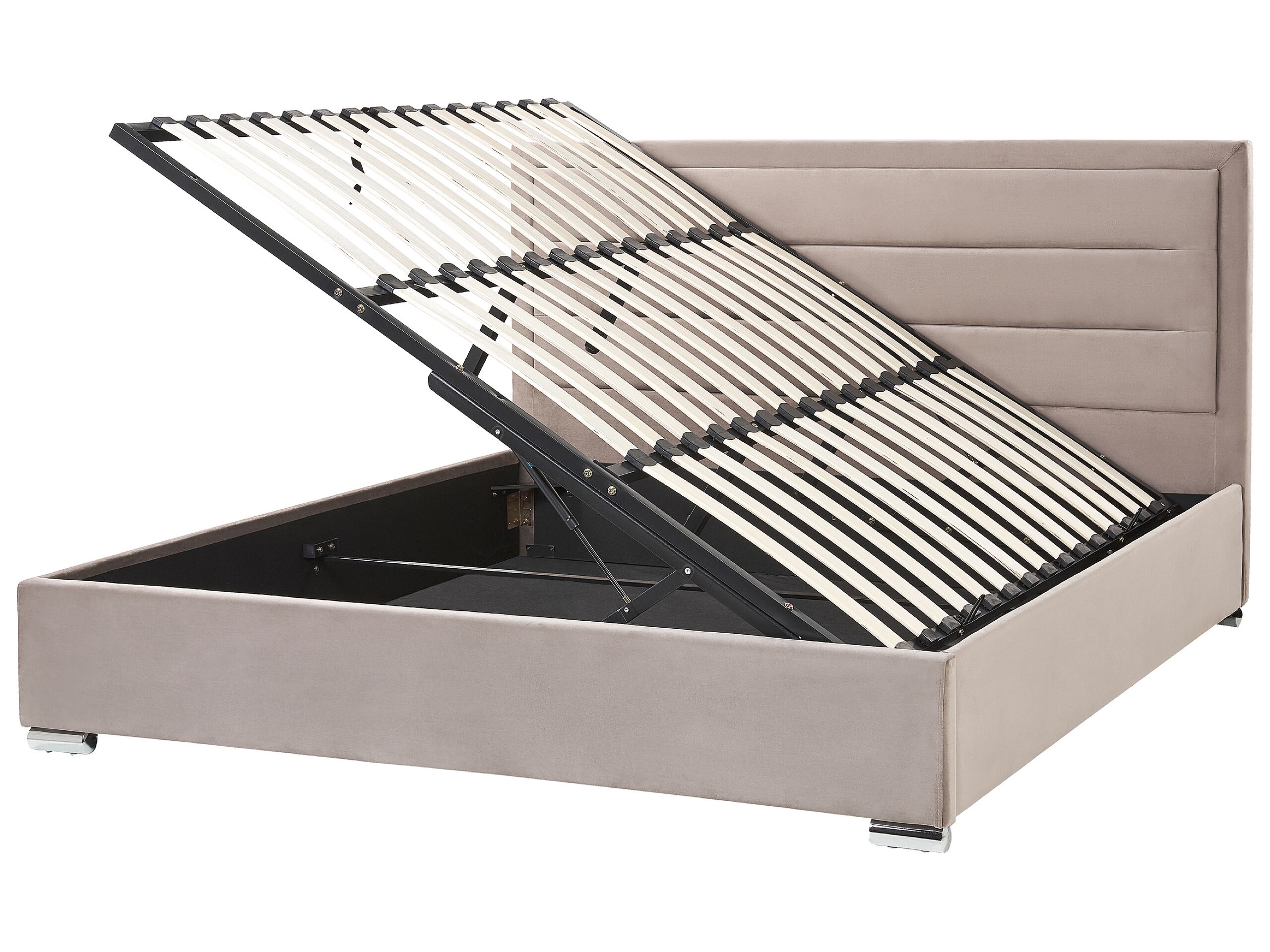 Velvet EU Super King Size Ottoman Bed Taupe ROUEN - Gemini Interiors