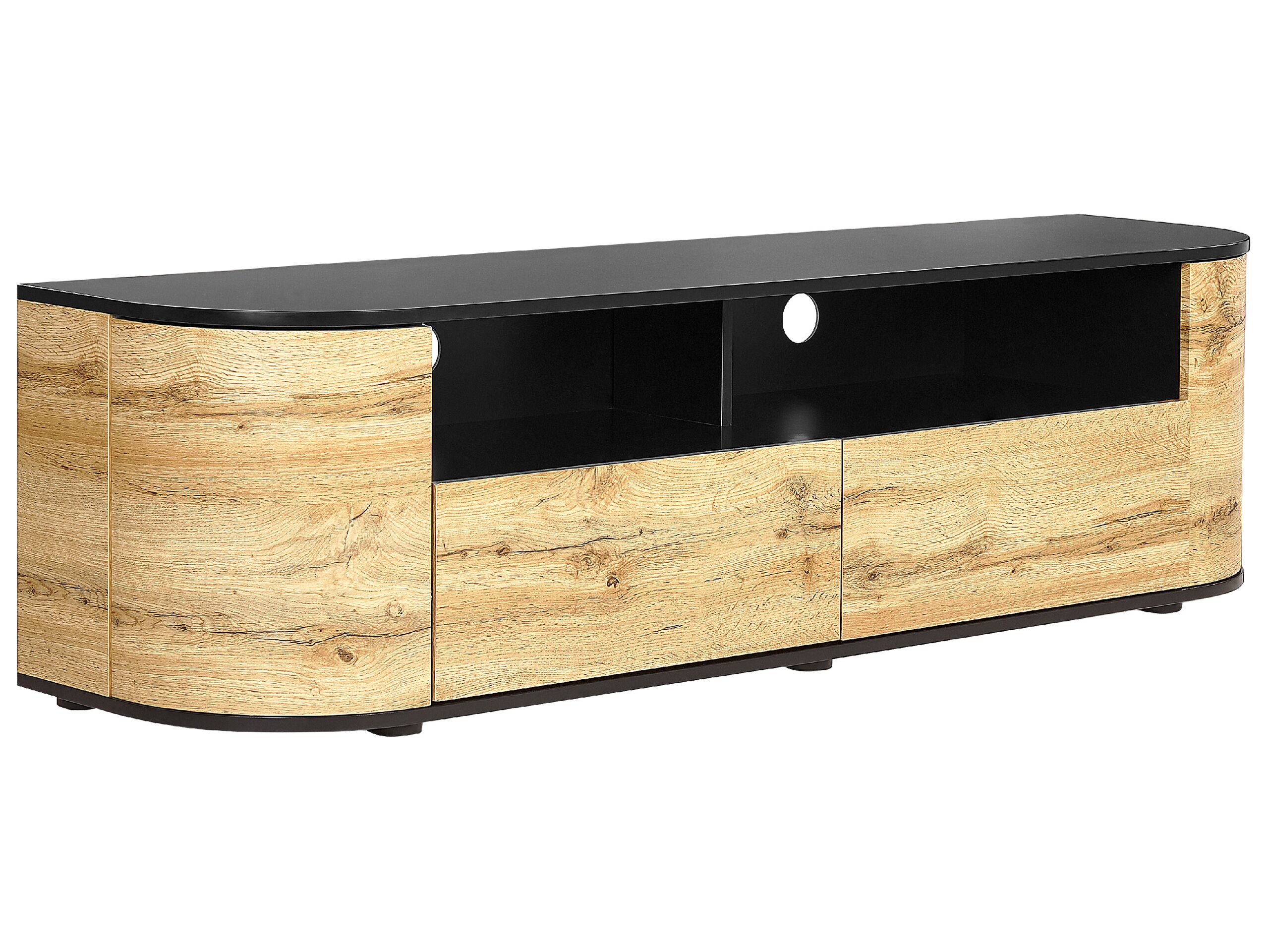 TV Stand Light Wood and Black JEROME - Gemini Interiors