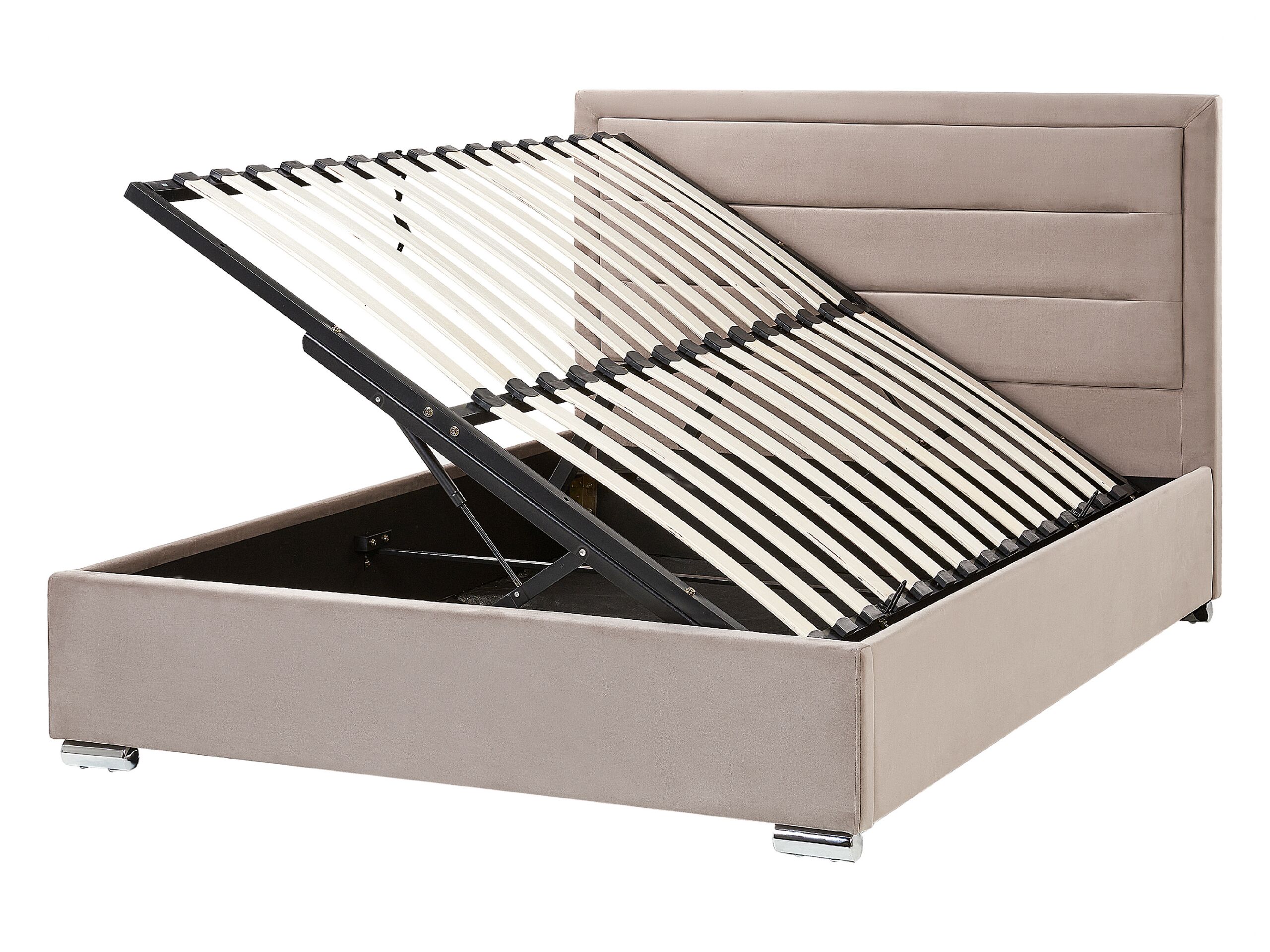 Velvet EU Double Size Ottoman Bed Taupe ROUEN - Gemini Interiors
