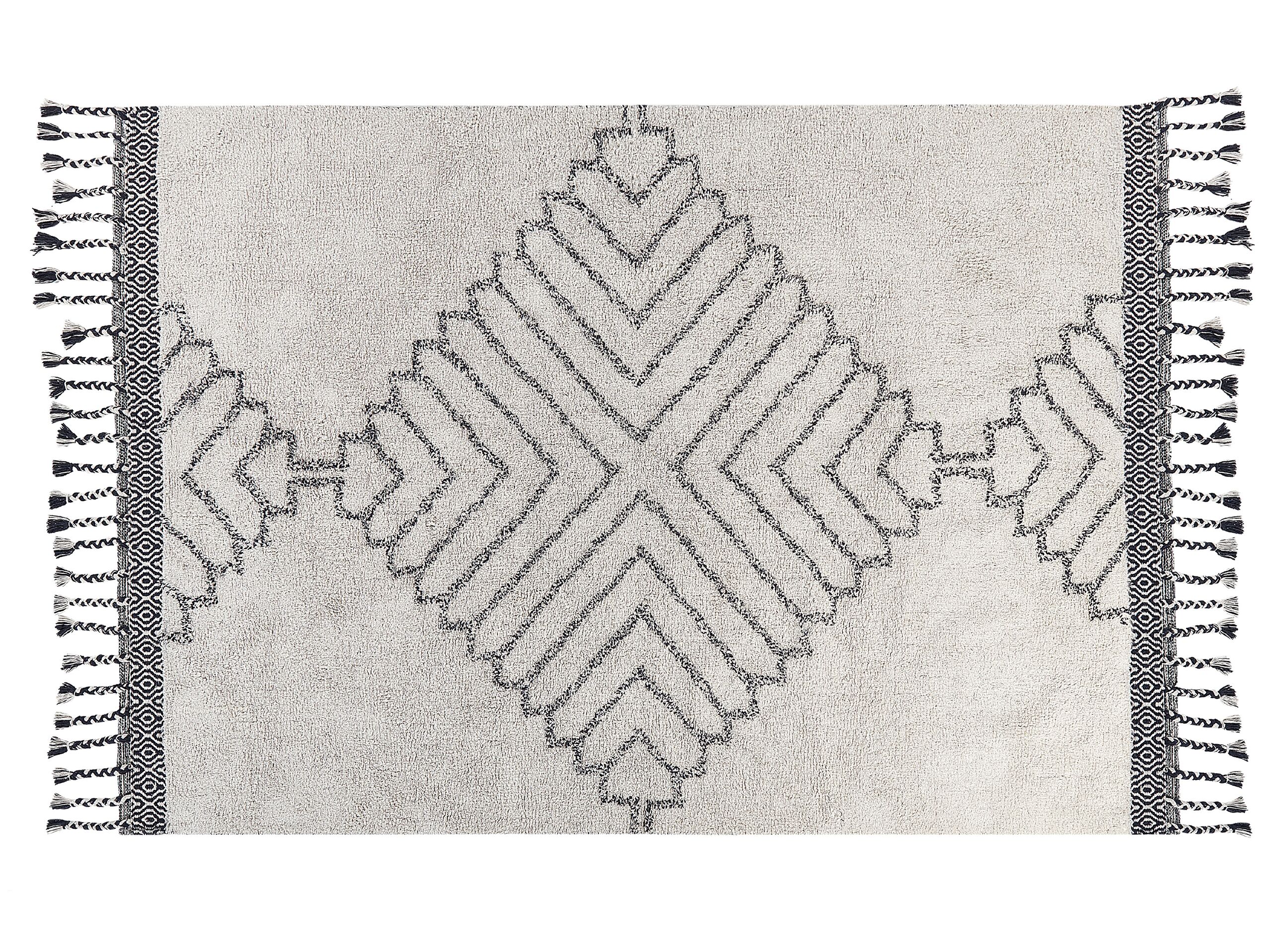 Cotton Area Rug 140x200cm White and Black - Gemini Interiors