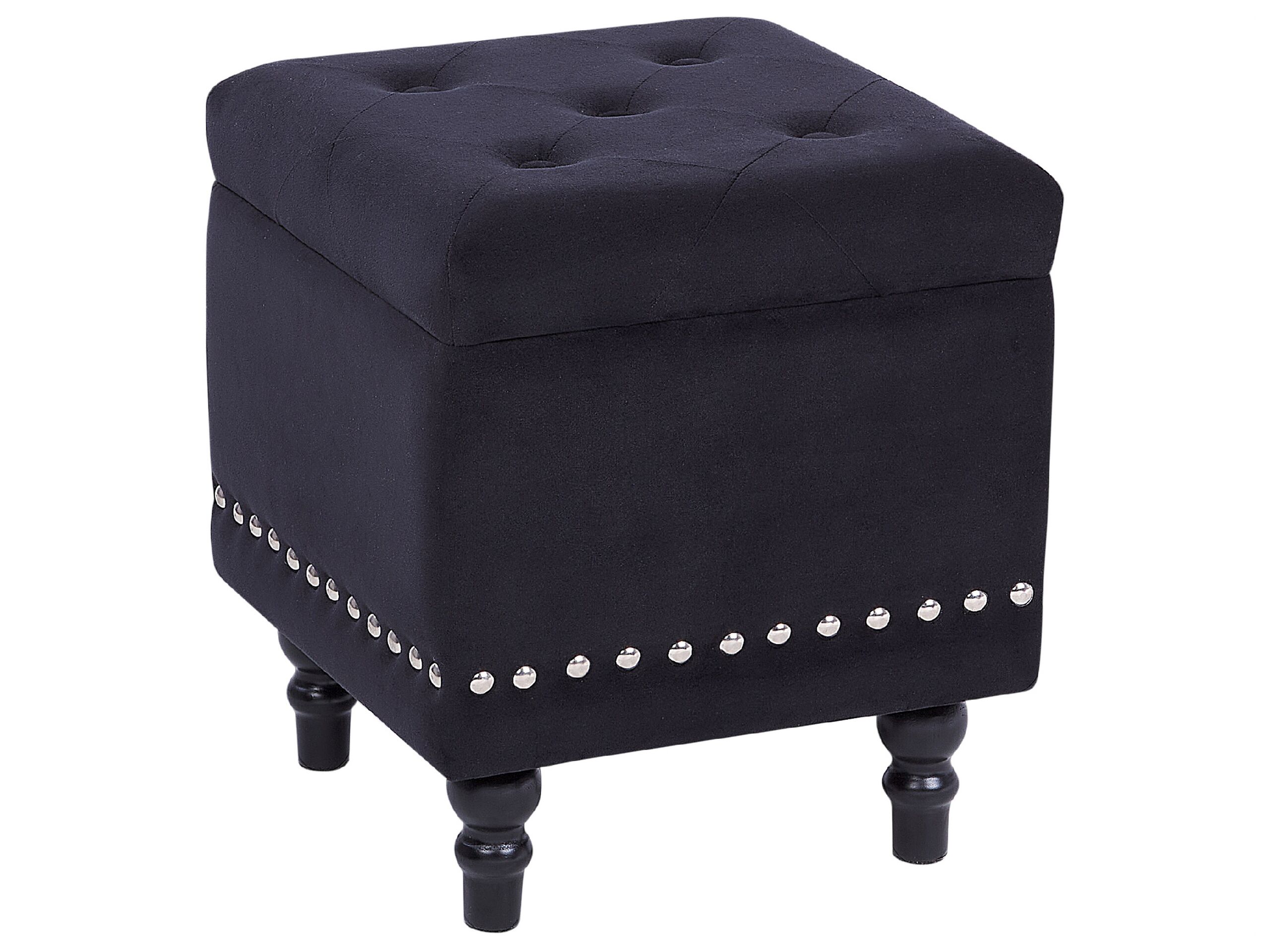 Velvet Footstool with Storage Black LORETTO - Gemini Interiors