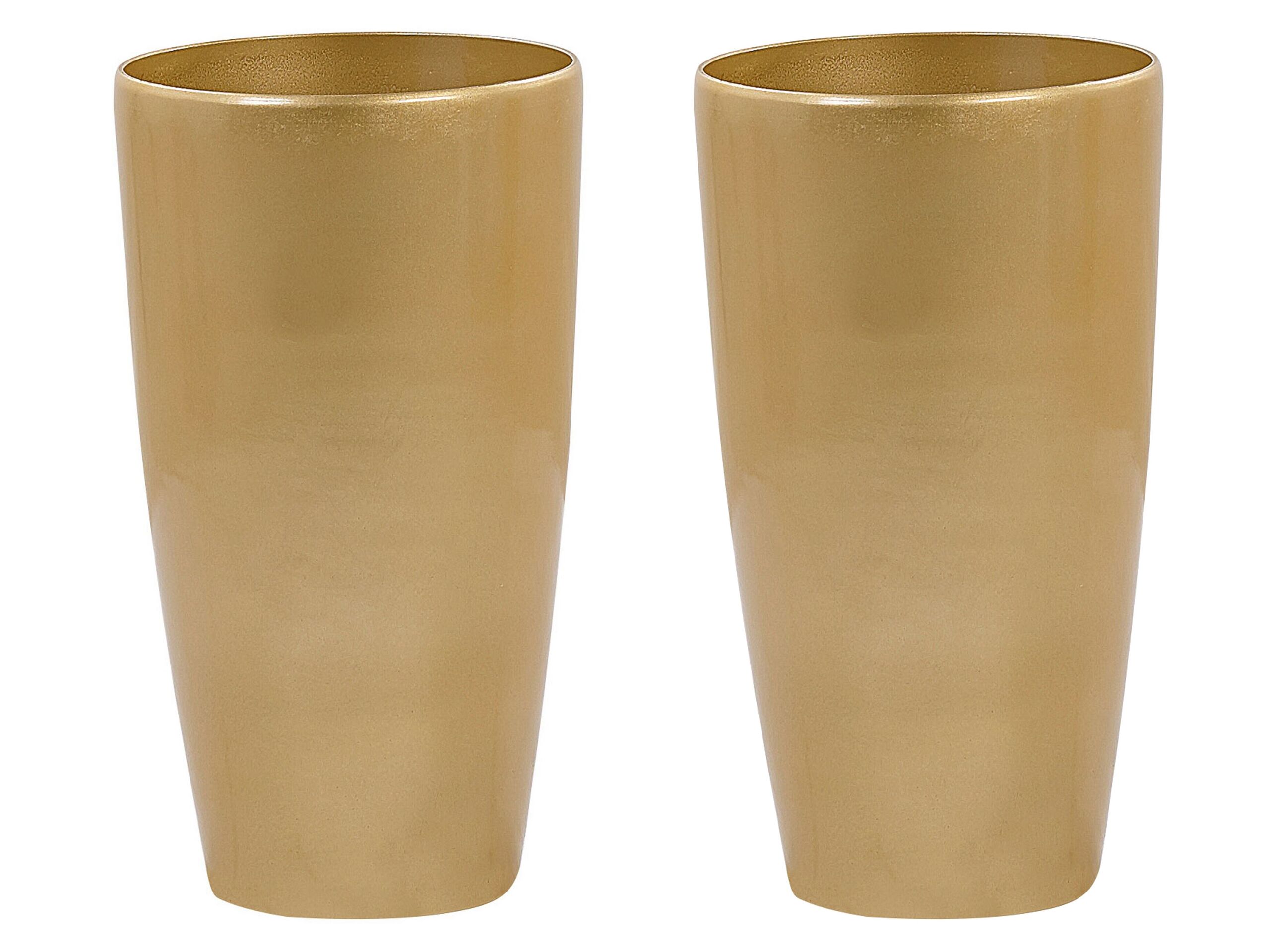 Set of 2 Plant Pots âŒ€ 32 cm Gold TSERIA - Gemini Interiors