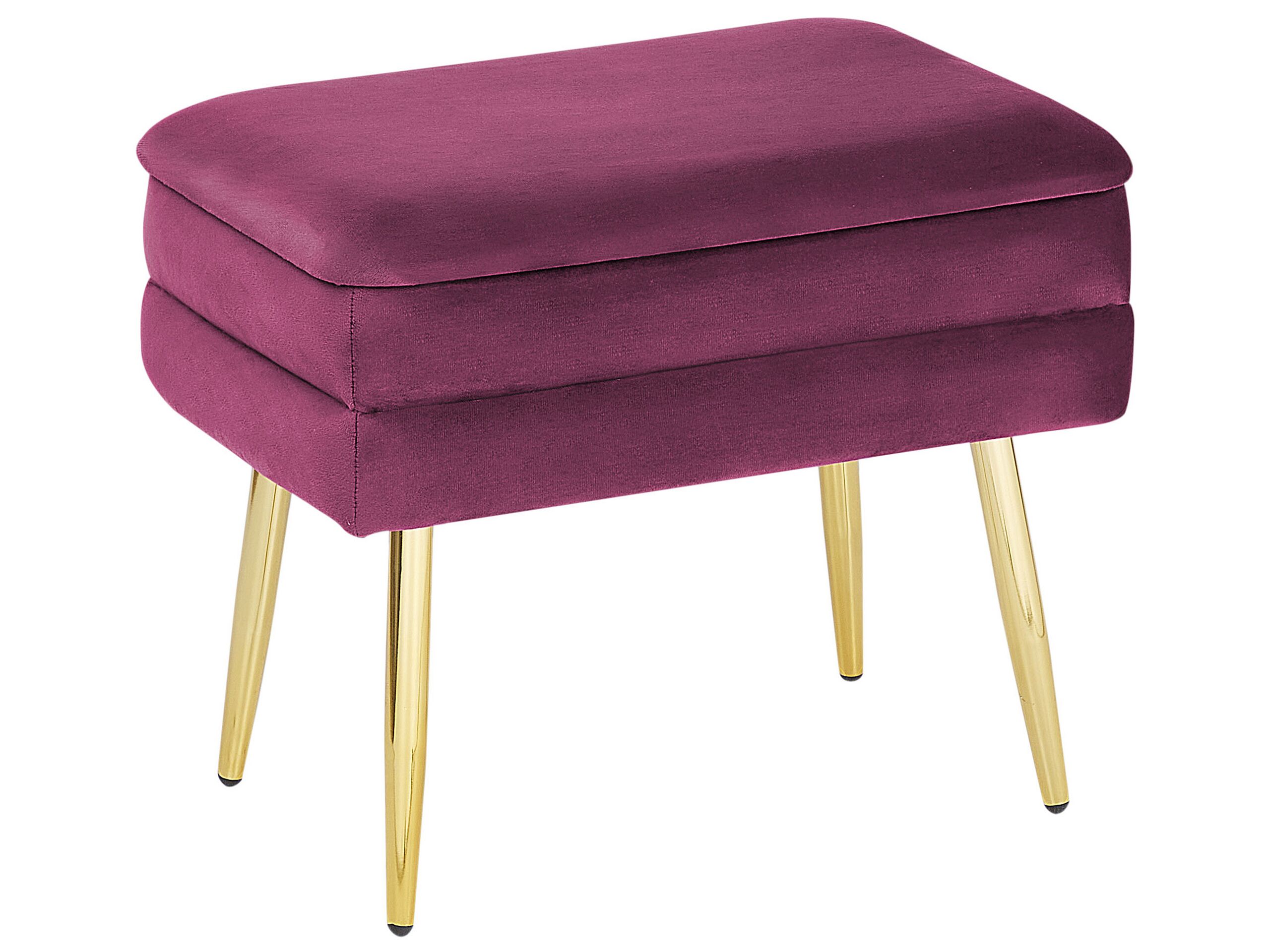 Velvet Storage Bench Burgundy ODESSA - Gemini Interiors