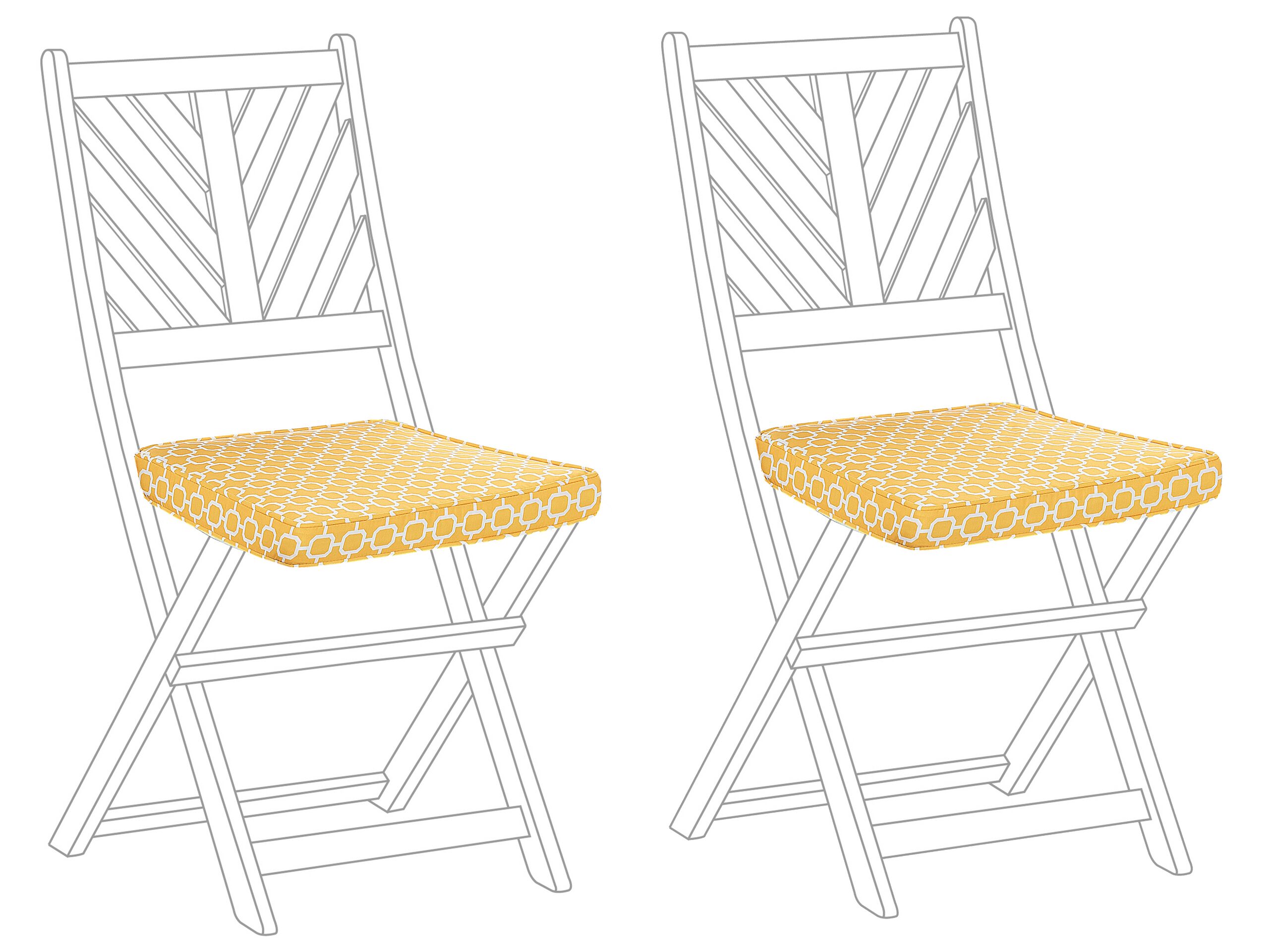 Set of 2 Outdoor Seat Pad Cushions Geometric Pattern Yellow TERNI - Gemini Interiors