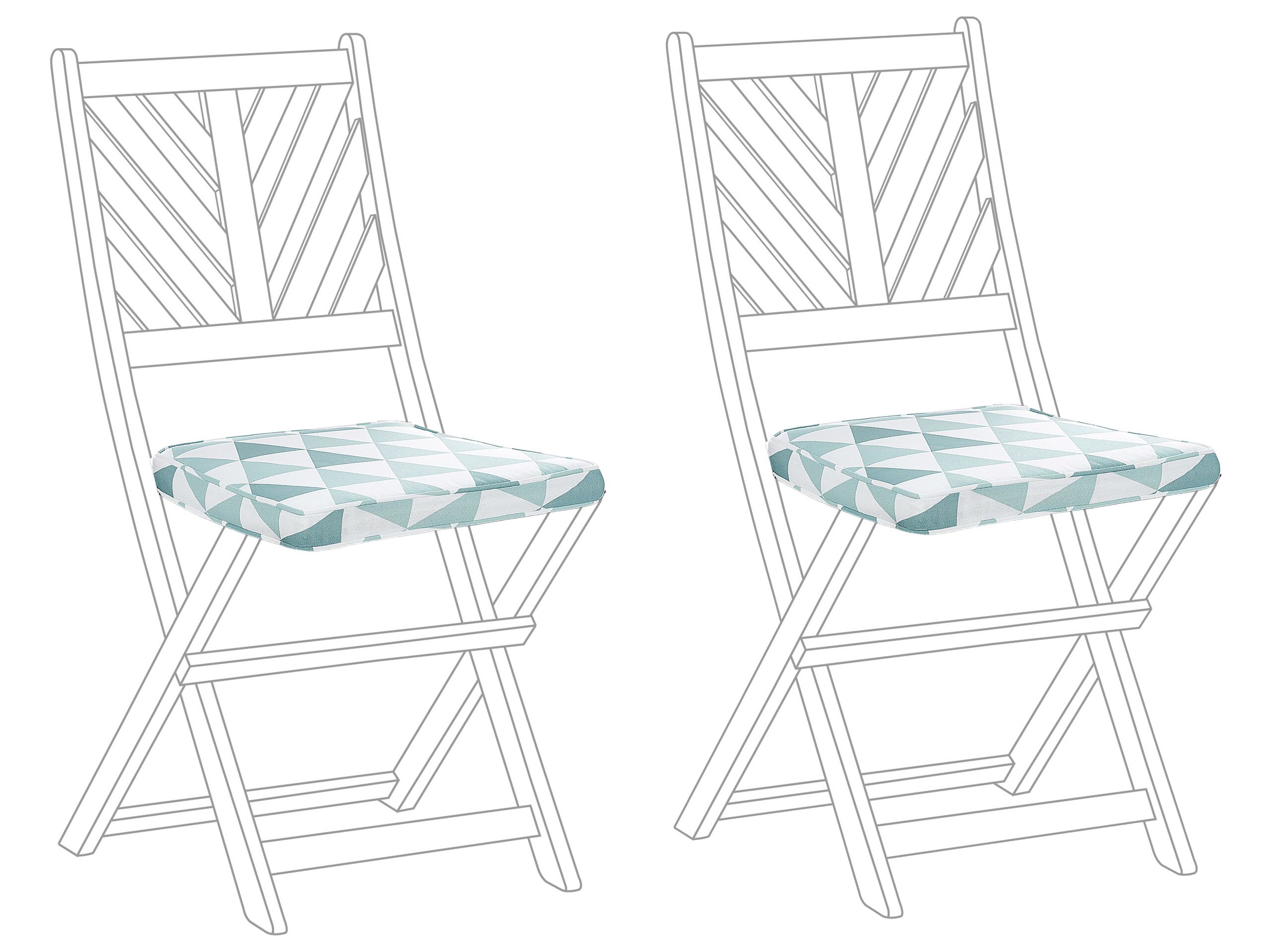 Set of 2 Outdoor Seat Pad Cushions Triangle Pattern Blue and White TERNI - Gemini Interiors