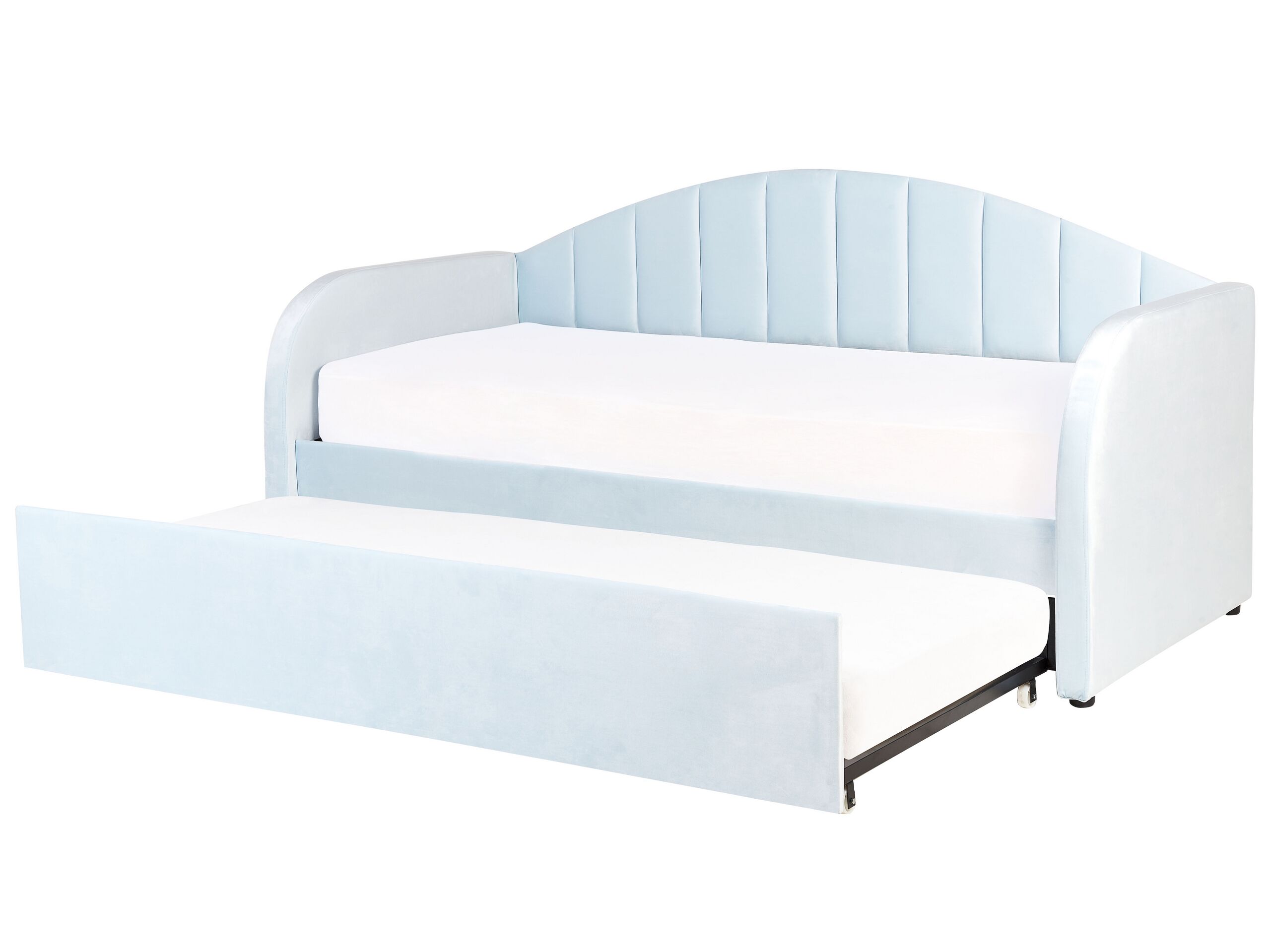 Velvet EU Single Trundle Bed Light Blue EYBURIE - Gemini Interiors