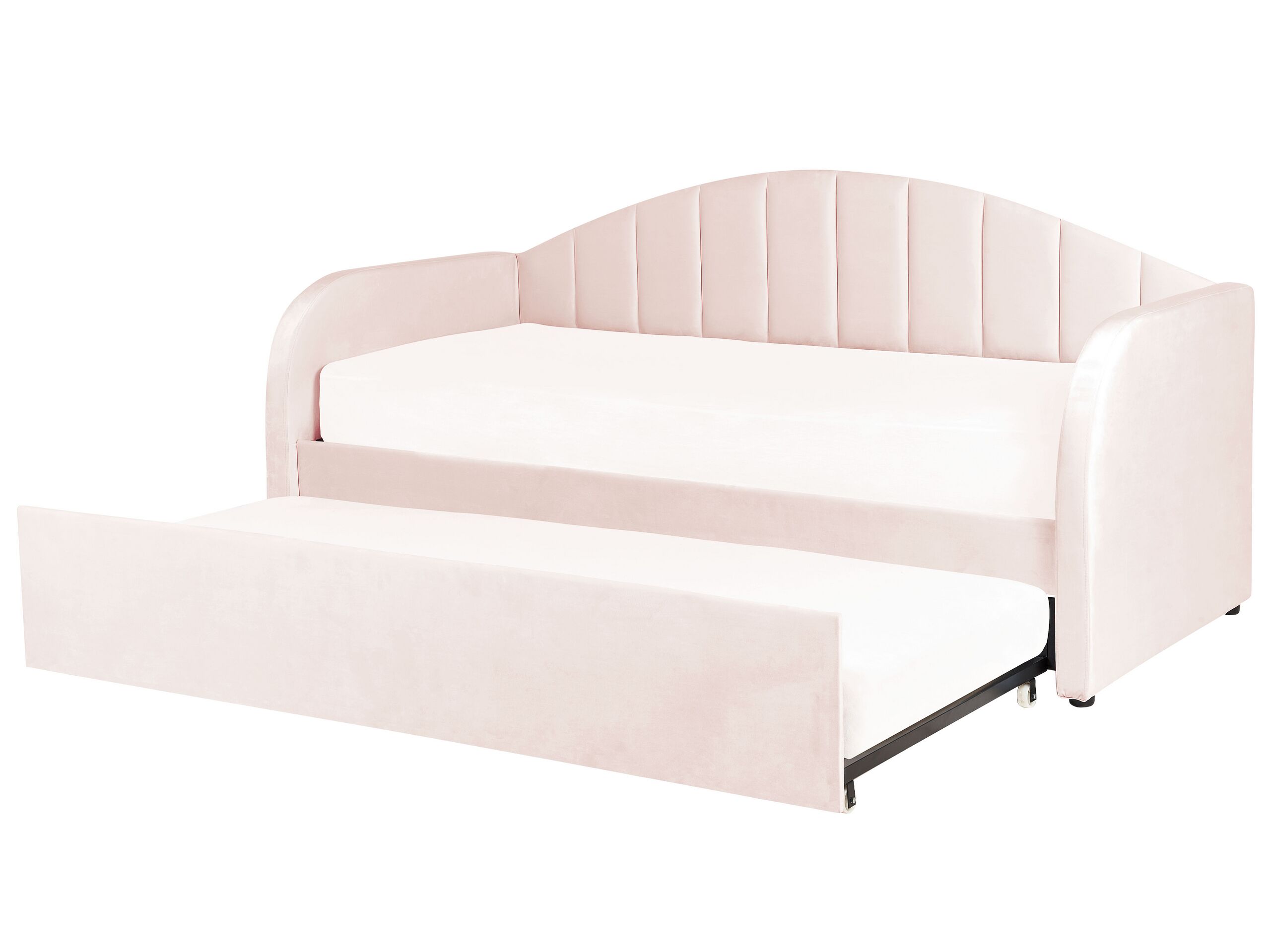 Velvet EU Single Trundle Bed Pastel Pink EYBURIE - Gemini Interiors