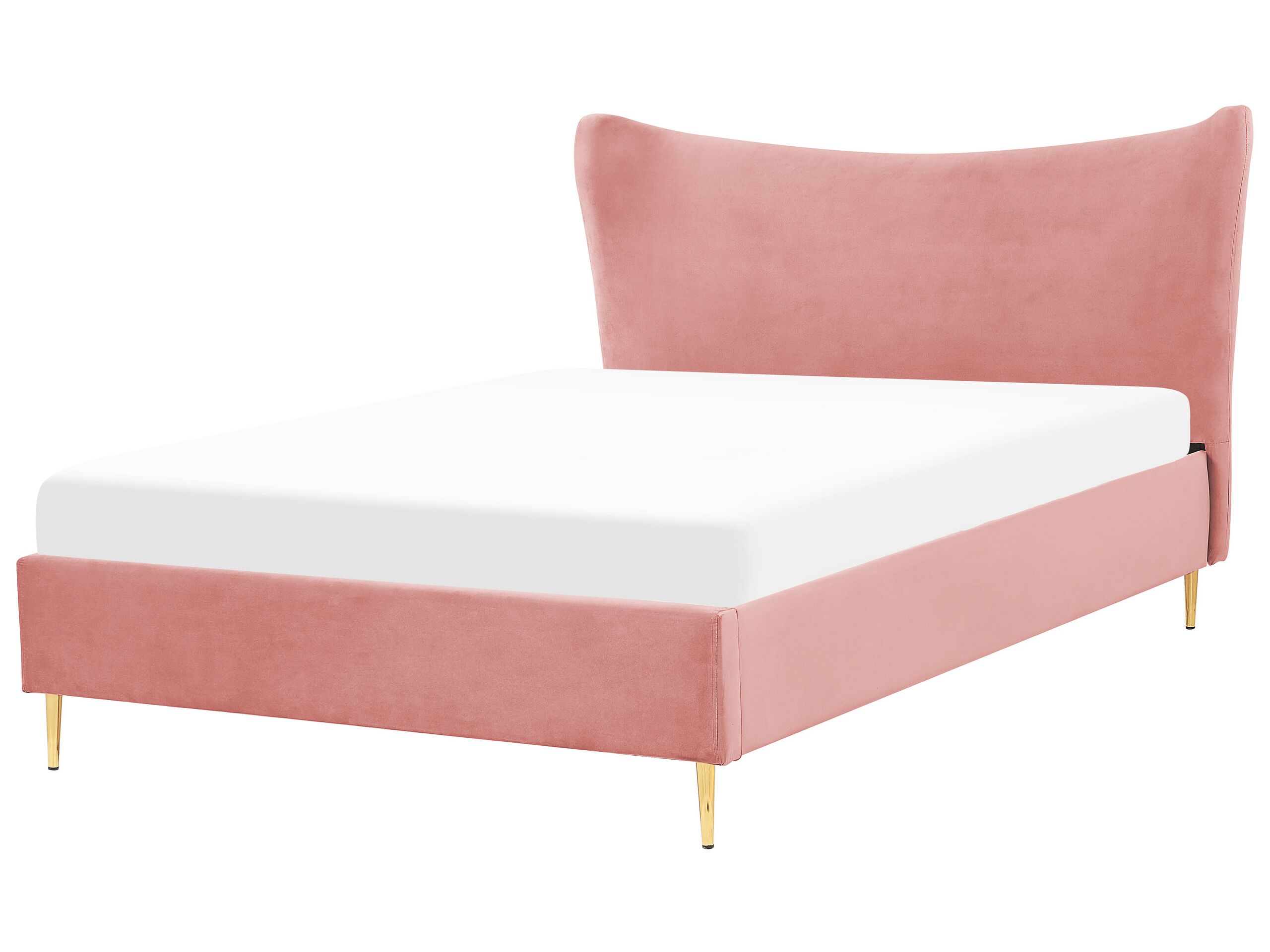 Velvet EU Double Bed Pink CHALEIX - Gemini Interiors