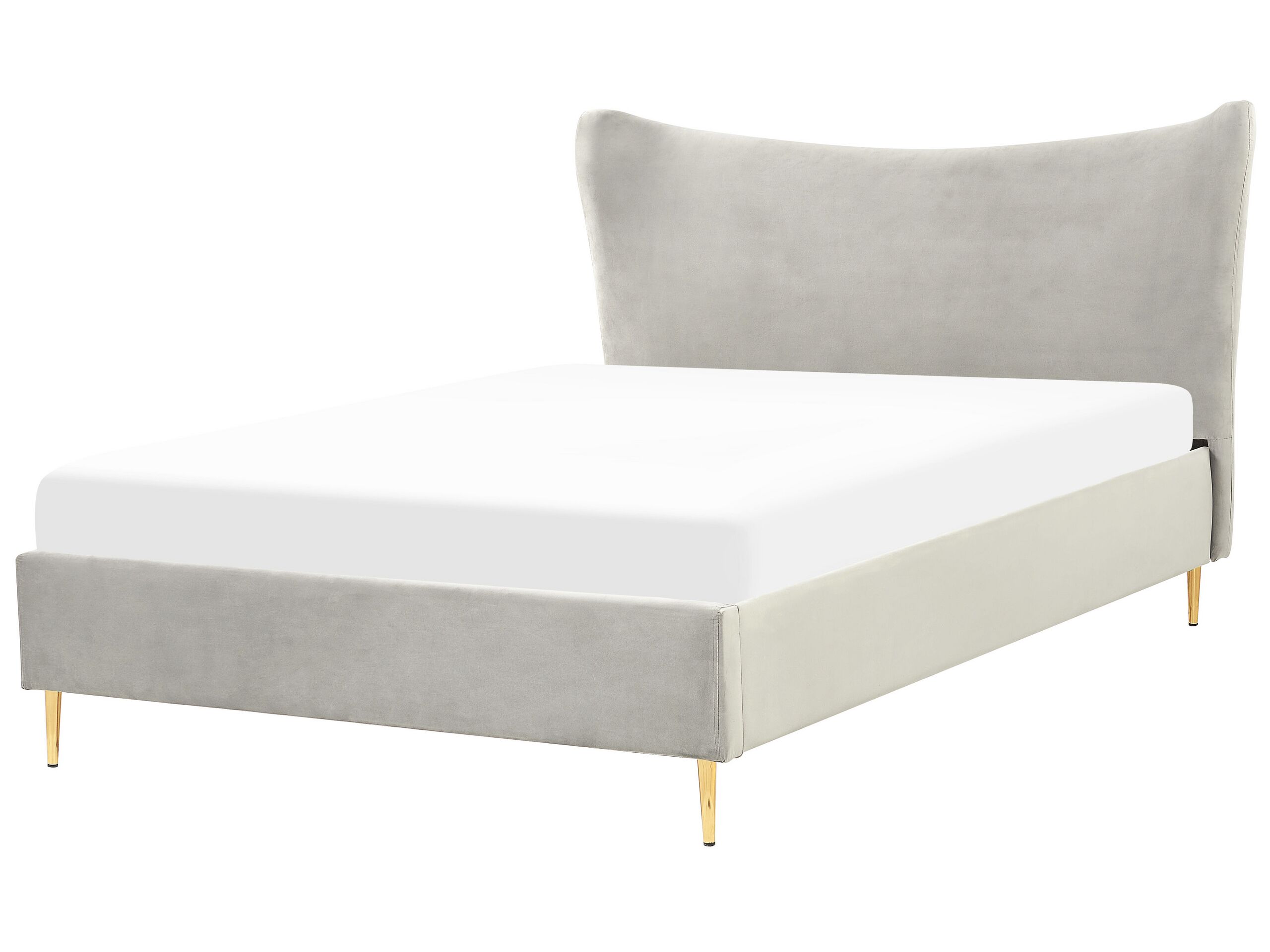 Velvet EU Double Bed Light Grey CHALEIX - Gemini Interiors
