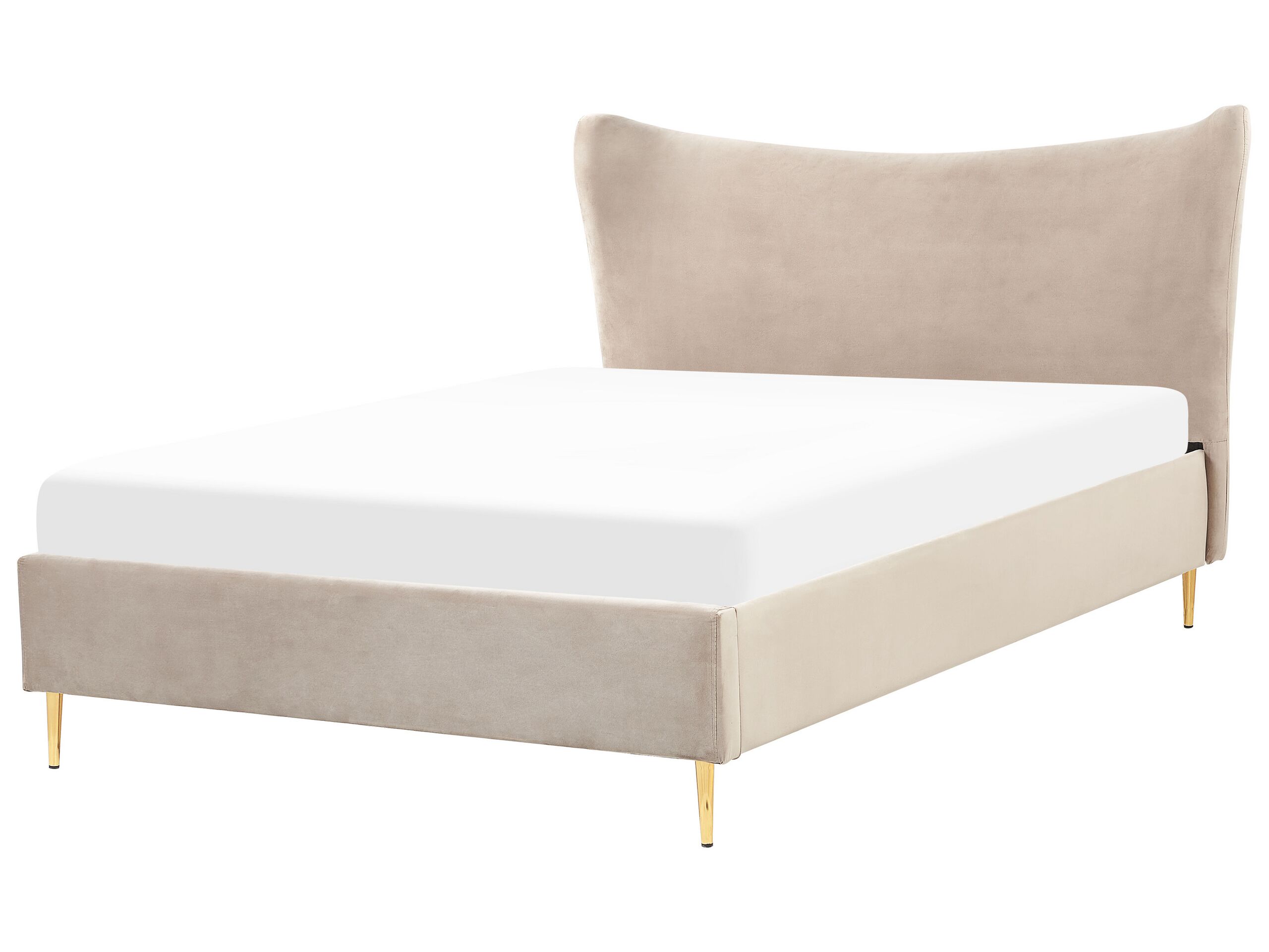 Velvet EU Double Bed Taupe CHALEIX - Gemini Interiors