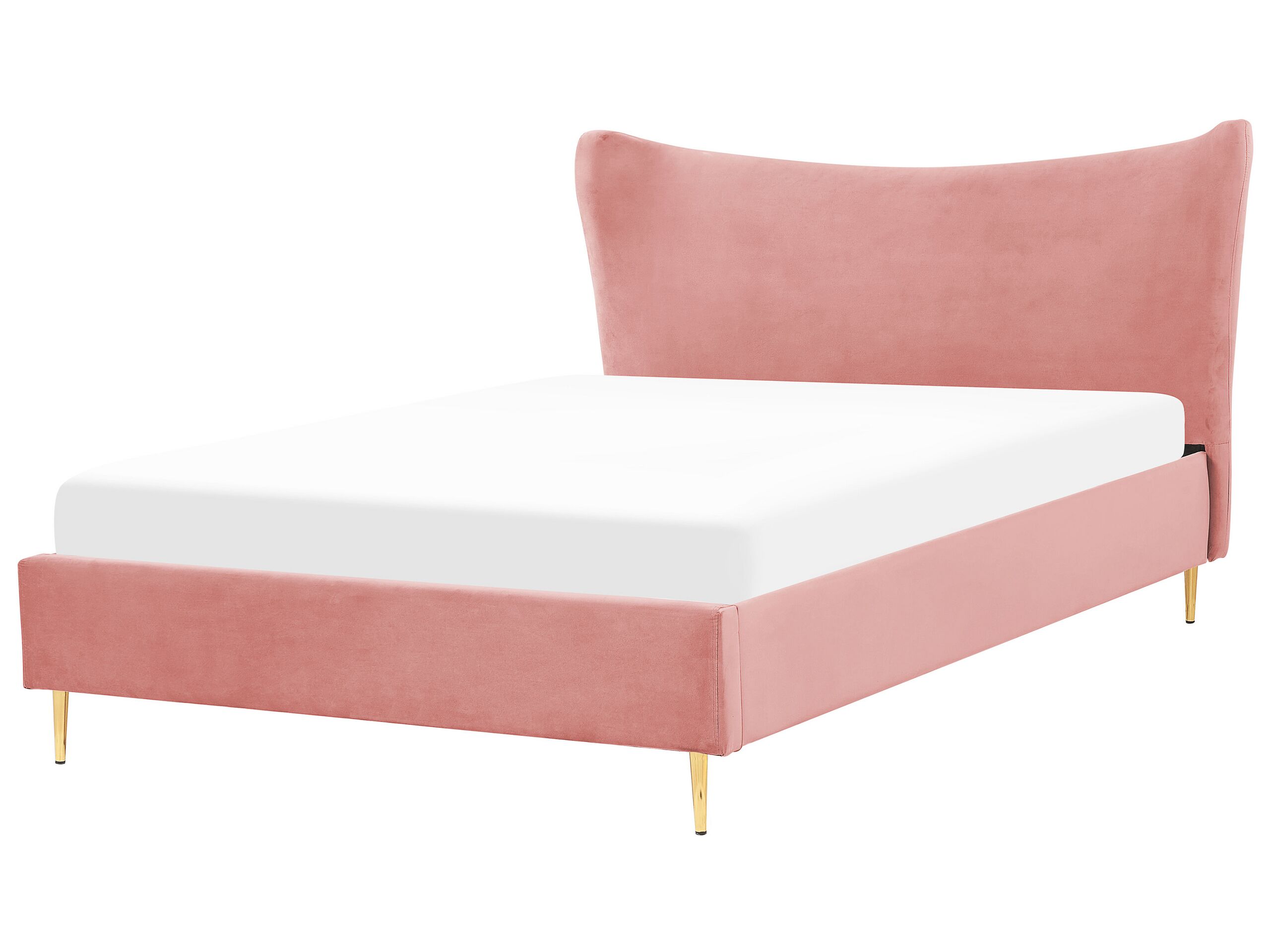 Velvet EU King Size Bed Pink CHALEIX - Gemini Interiors