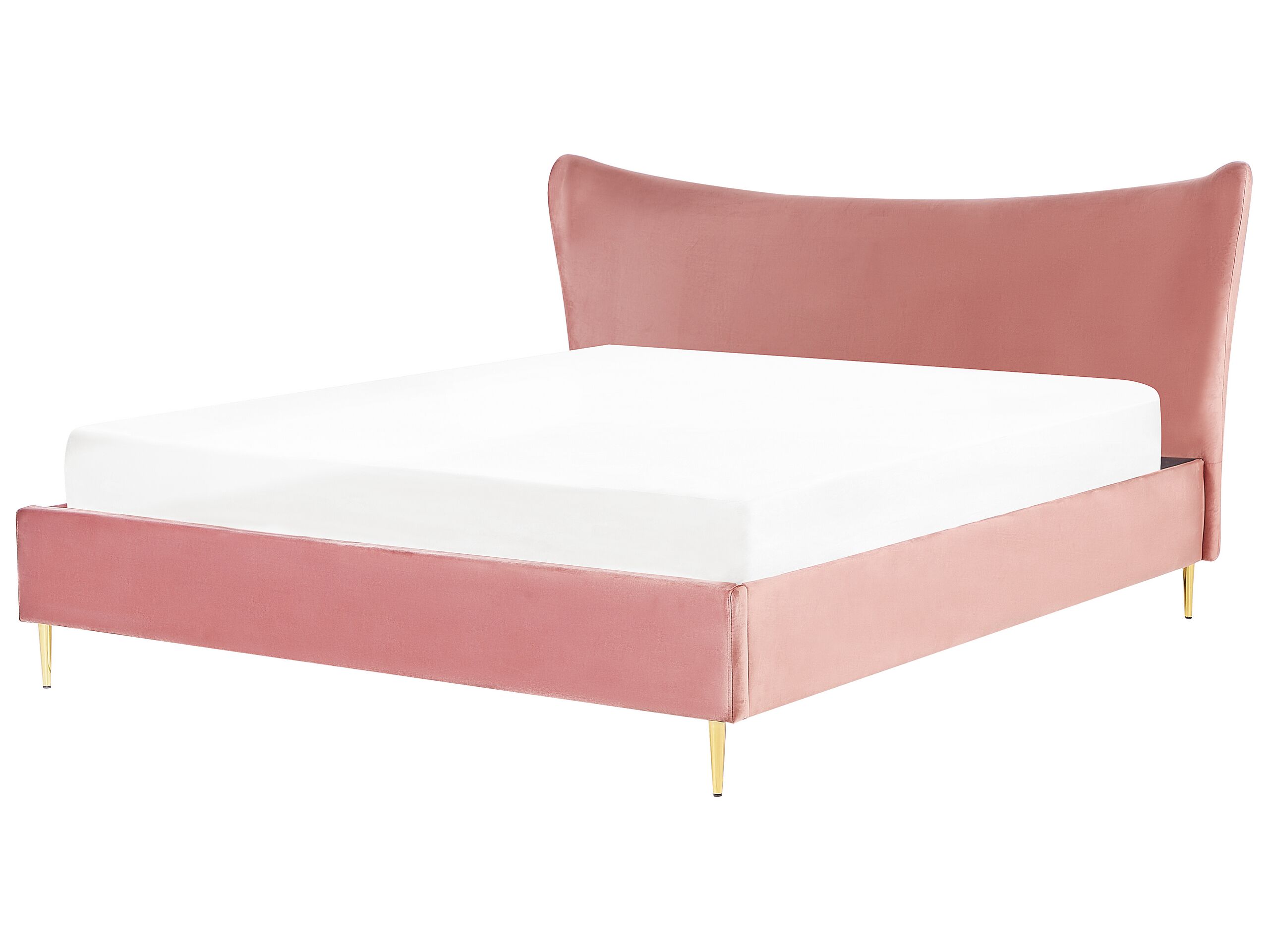 Velvet EU Super King Size Bed Pink CHALEIX - Gemini Interiors