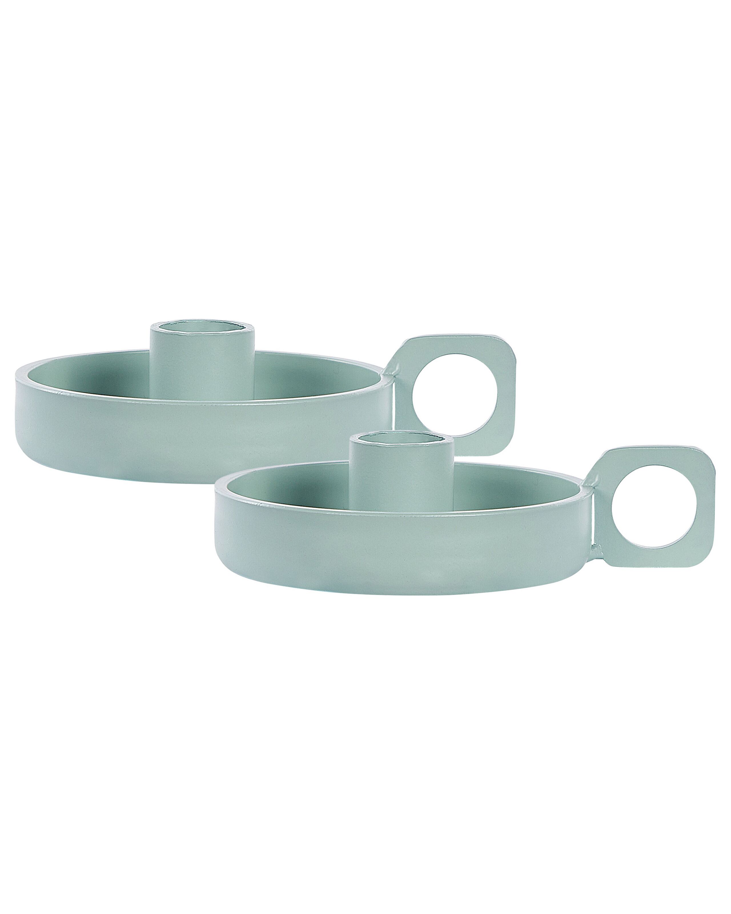 Set of 2 Iron Candlesticks Green - Gemini Interiors