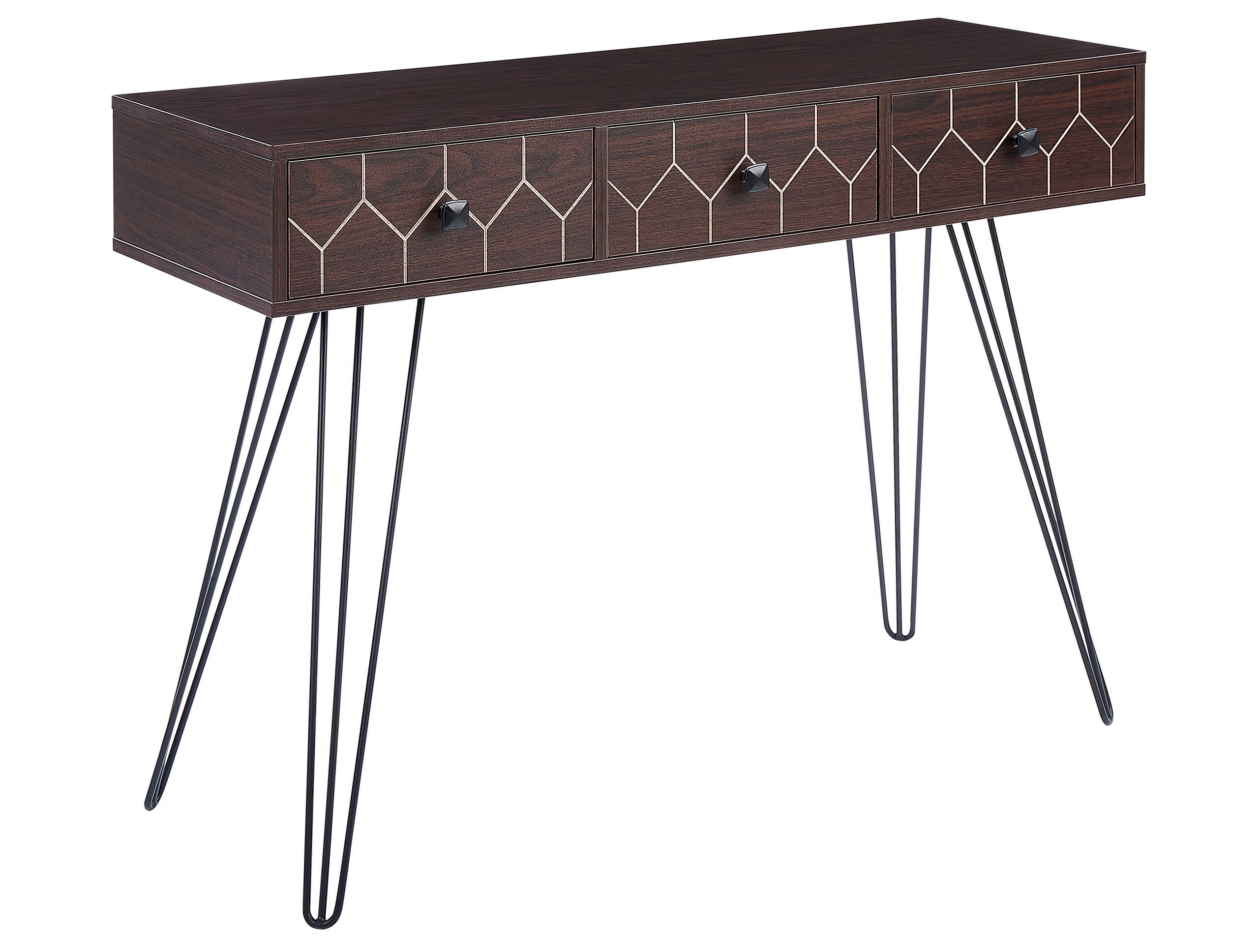 3 Drawer Console Table Dark Wood with Black MALSALA - Gemini Interiors