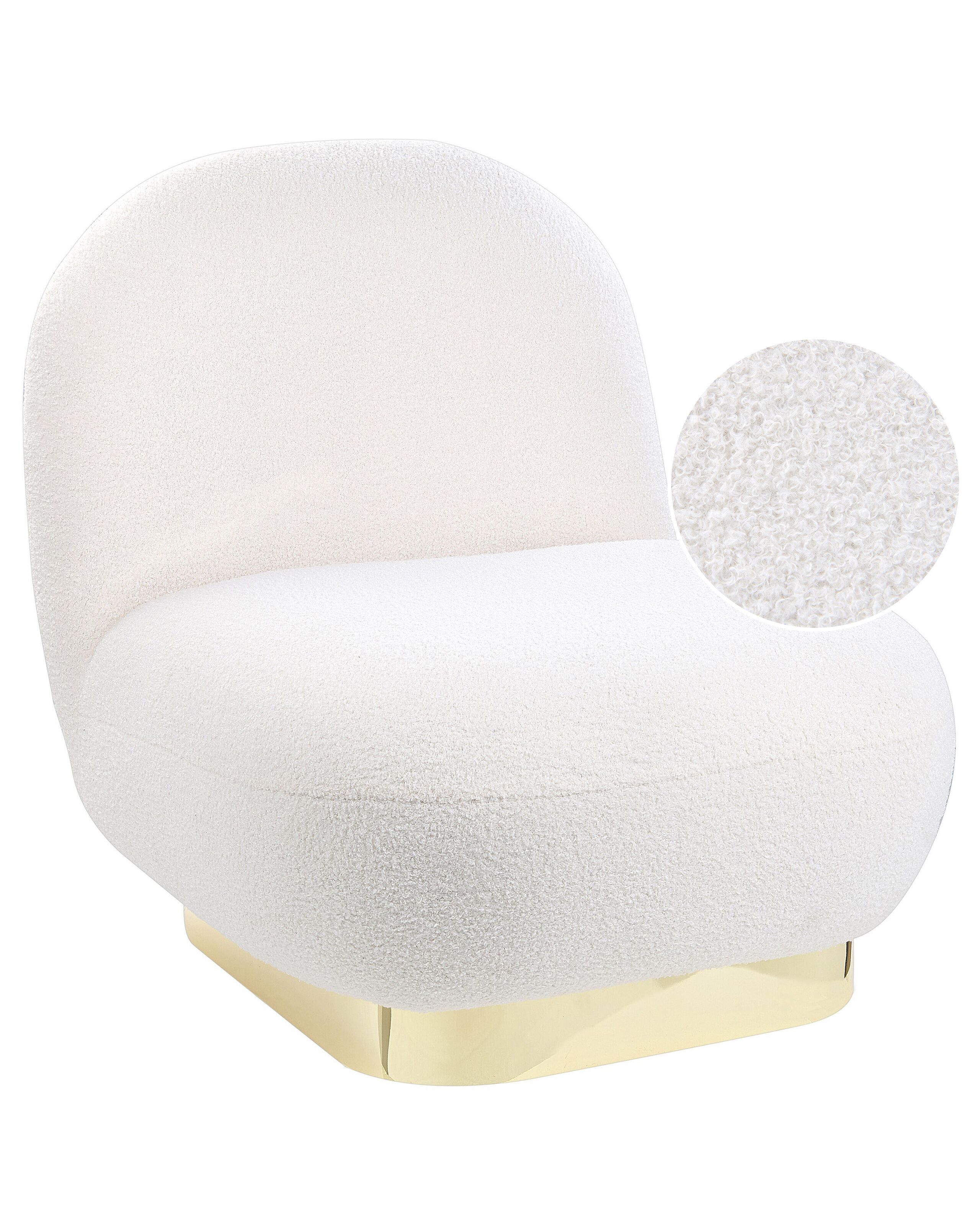 Boucle Armless Chair White LOVIISA - Gemini Interiors