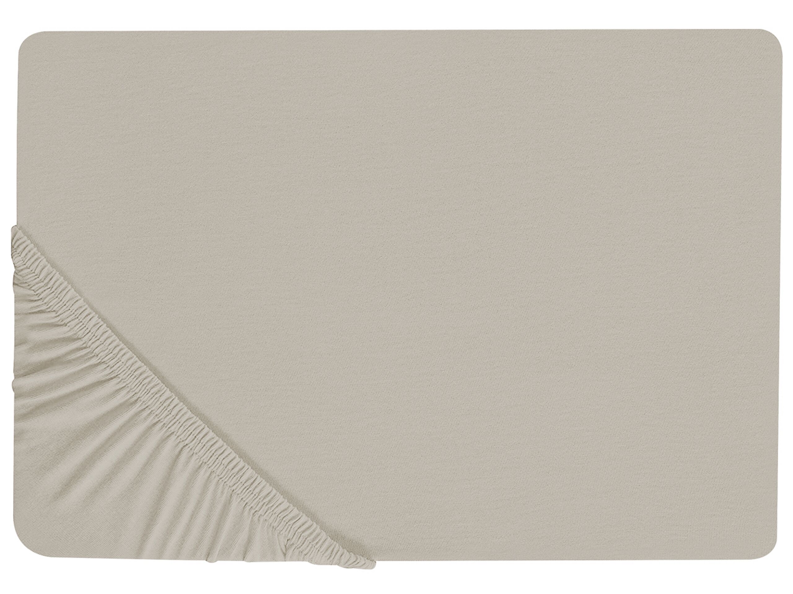 Cotton Fitted Sheet 140 x 200 cm Taupe JANBU - Gemini Interiors