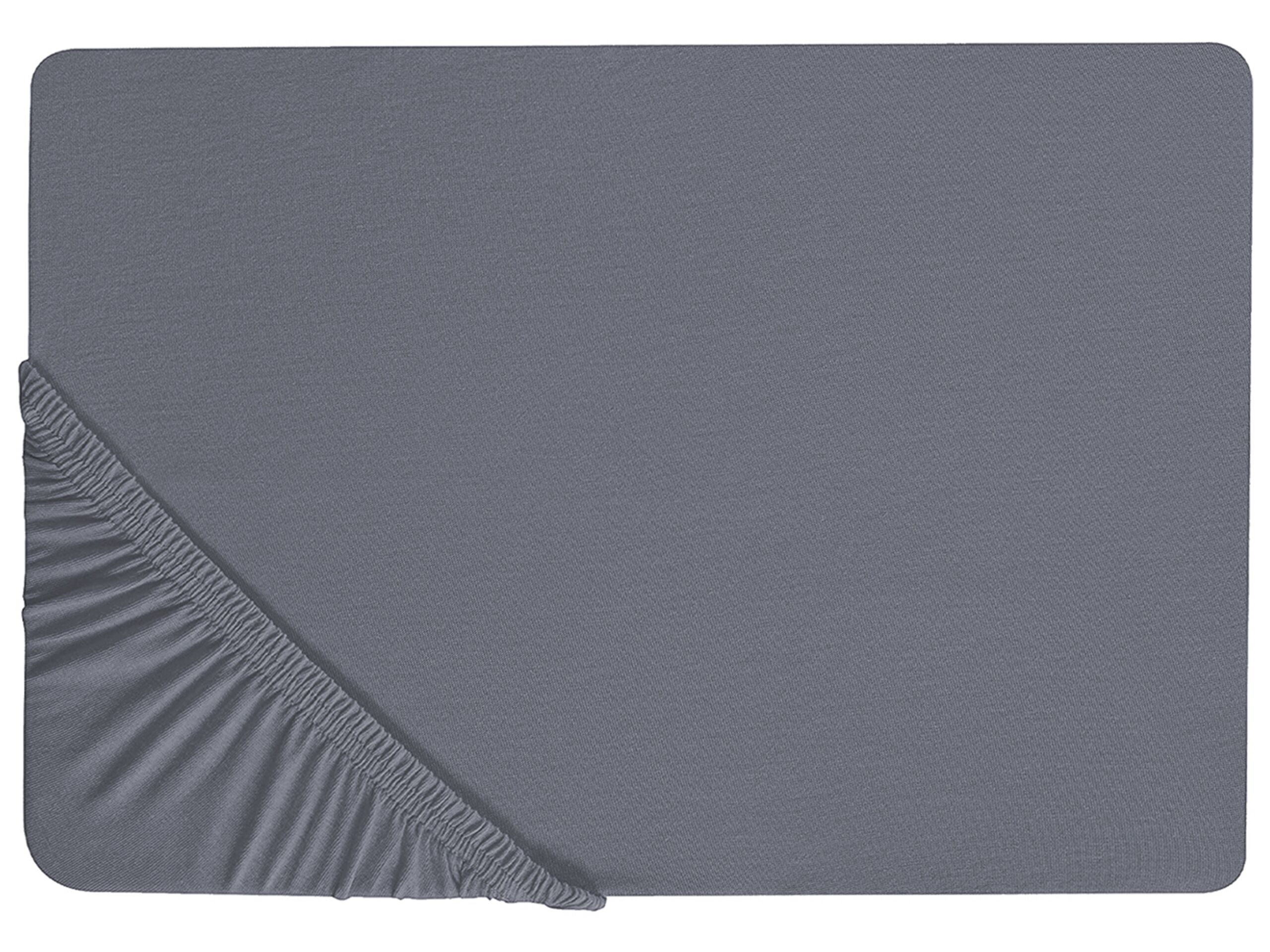 Cotton Fitted Sheet 160 x 200 cm Dark Grey JANBU - Gemini Interiors