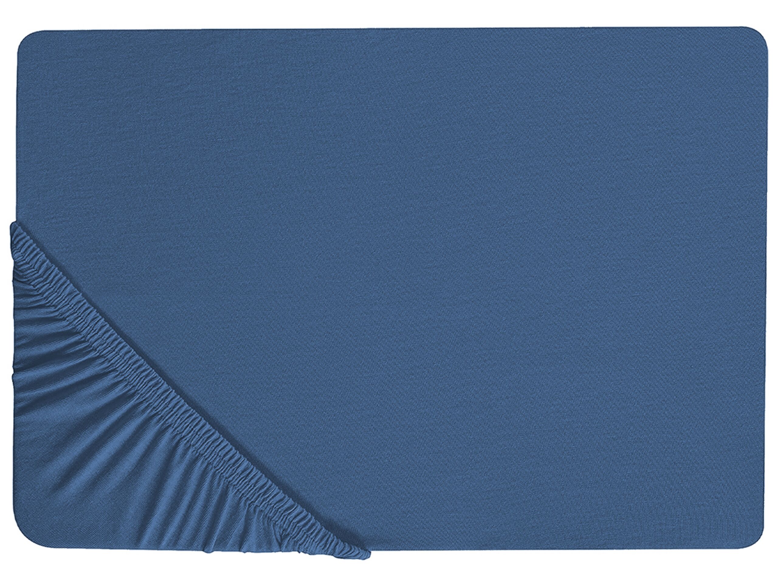 Cotton Fitted Sheet 160 x 200 cm Navy Blue JANBU - Gemini Interiors