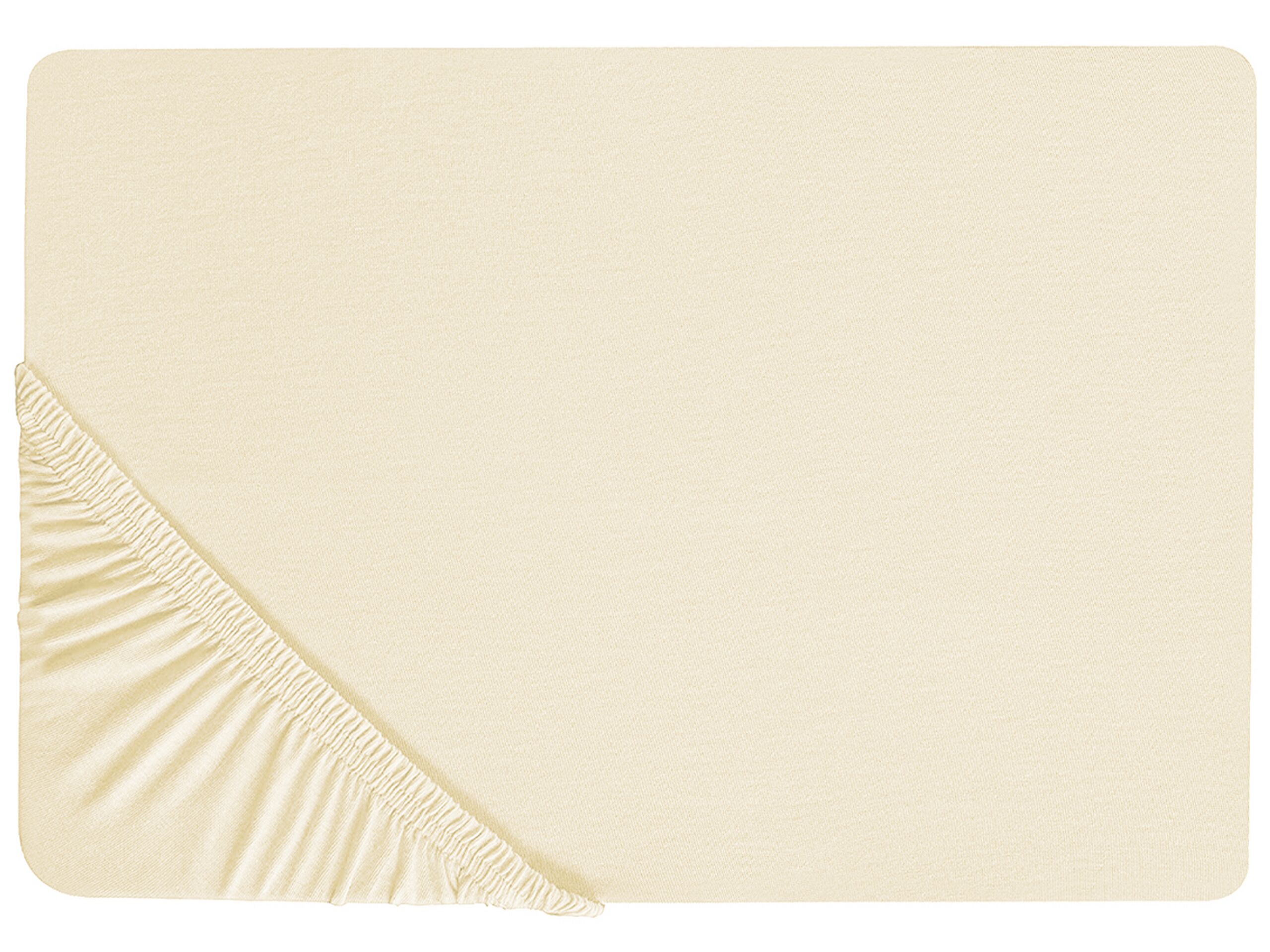Cotton Fitted Sheet 200 x 200 cm Beige JANBU - Gemini Interiors