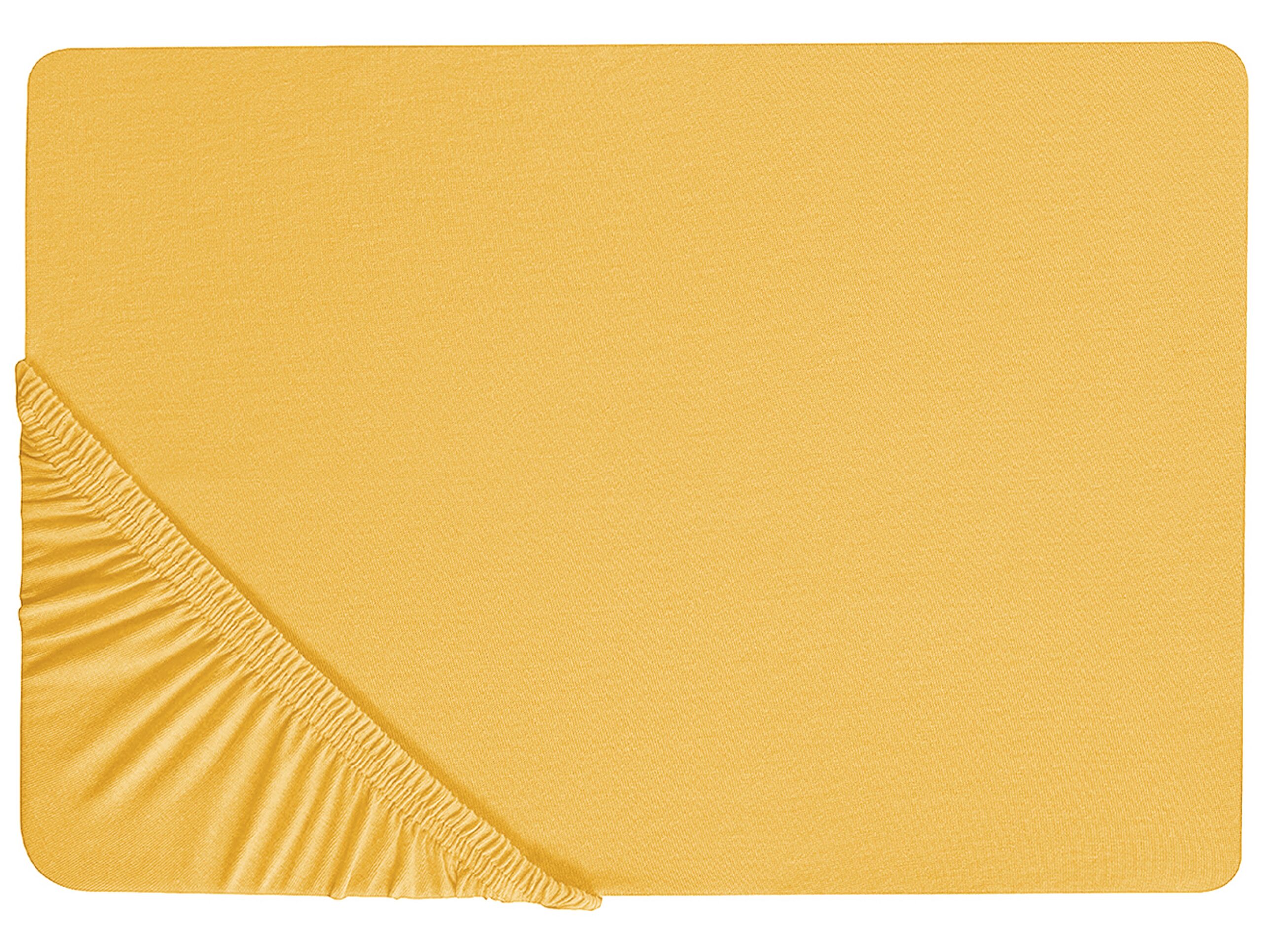 Cotton Fitted Sheet 180 x 200 cm Mustard JANBU - Gemini Interiors