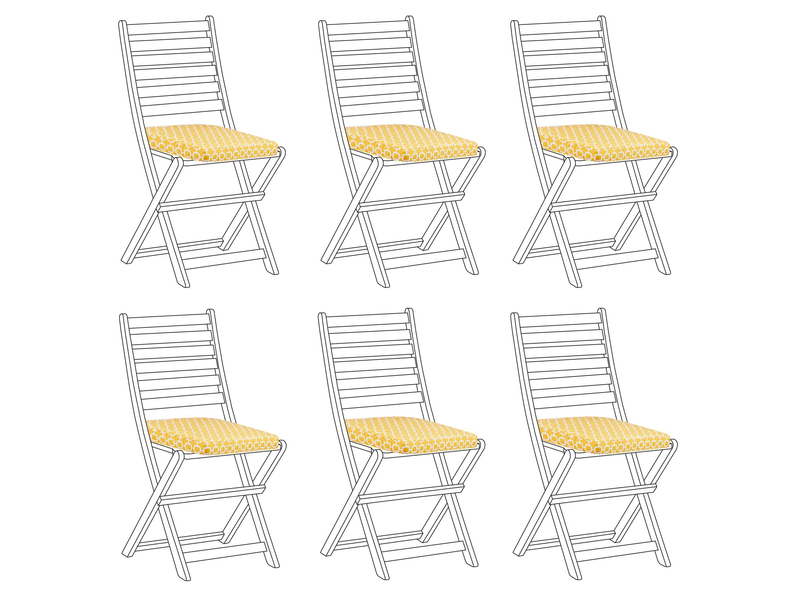 Set of 6 Outdoor Seat Pad Cushions Geometric Pattern Yellow TOLVE - Gemini Interiors