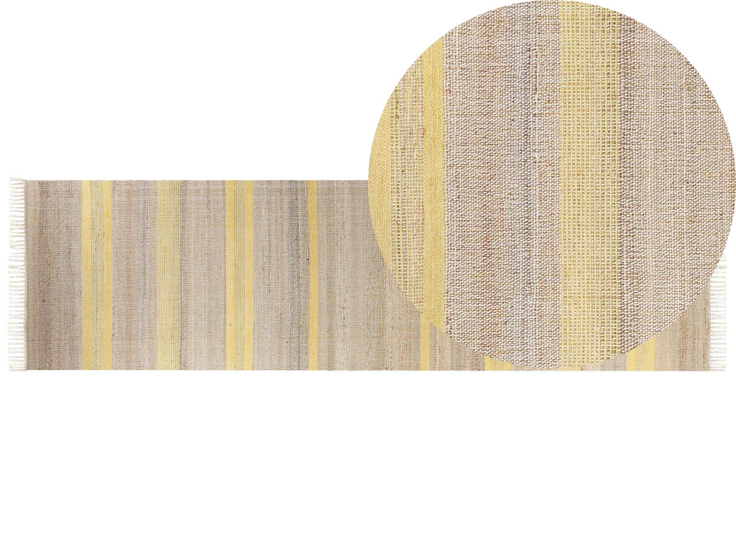 Jute Runner Rug 80x300cm Beige and Yellow - Gemini Interiors