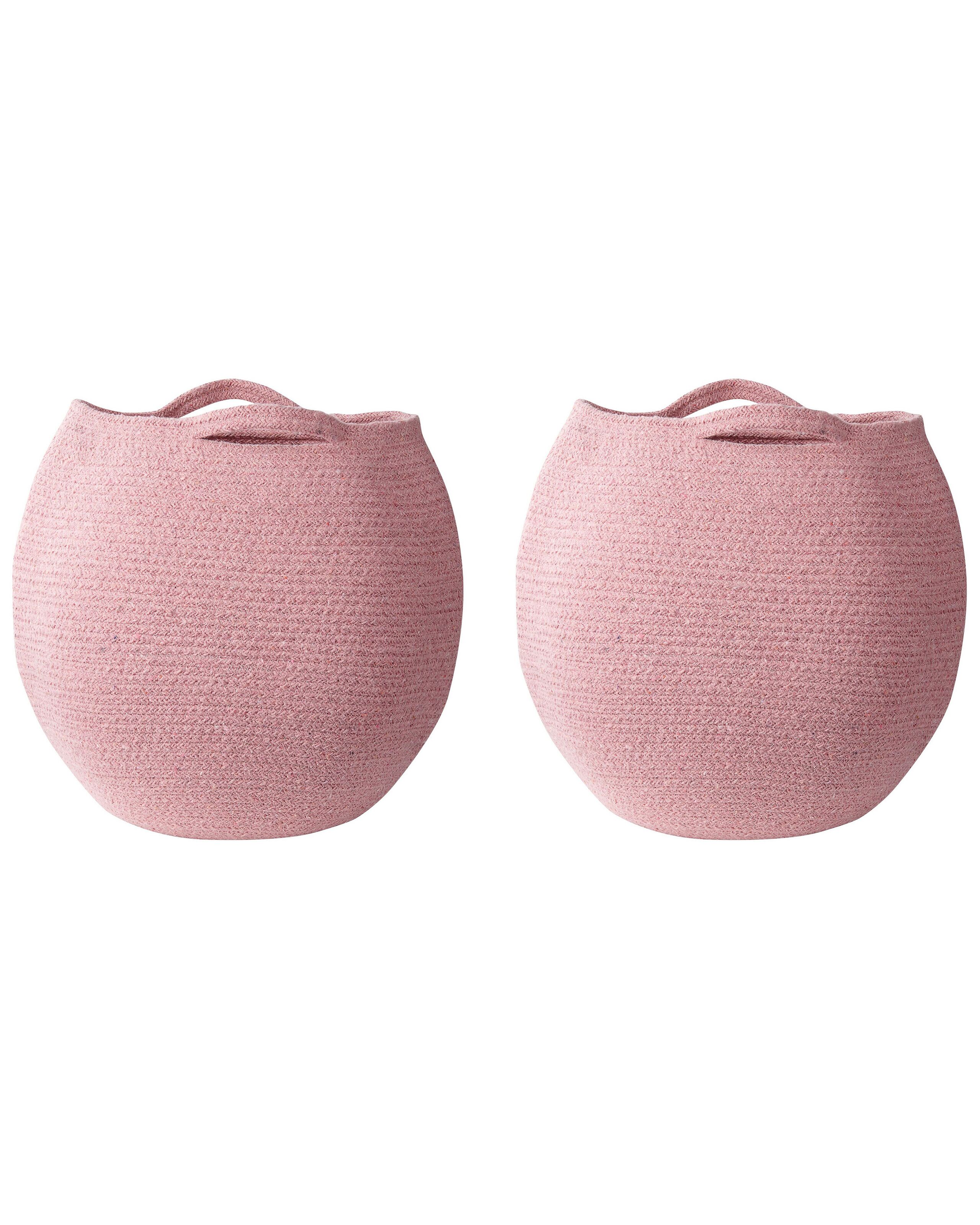 Set of 2 Cotton Baskets Pink - Gemini Interiors