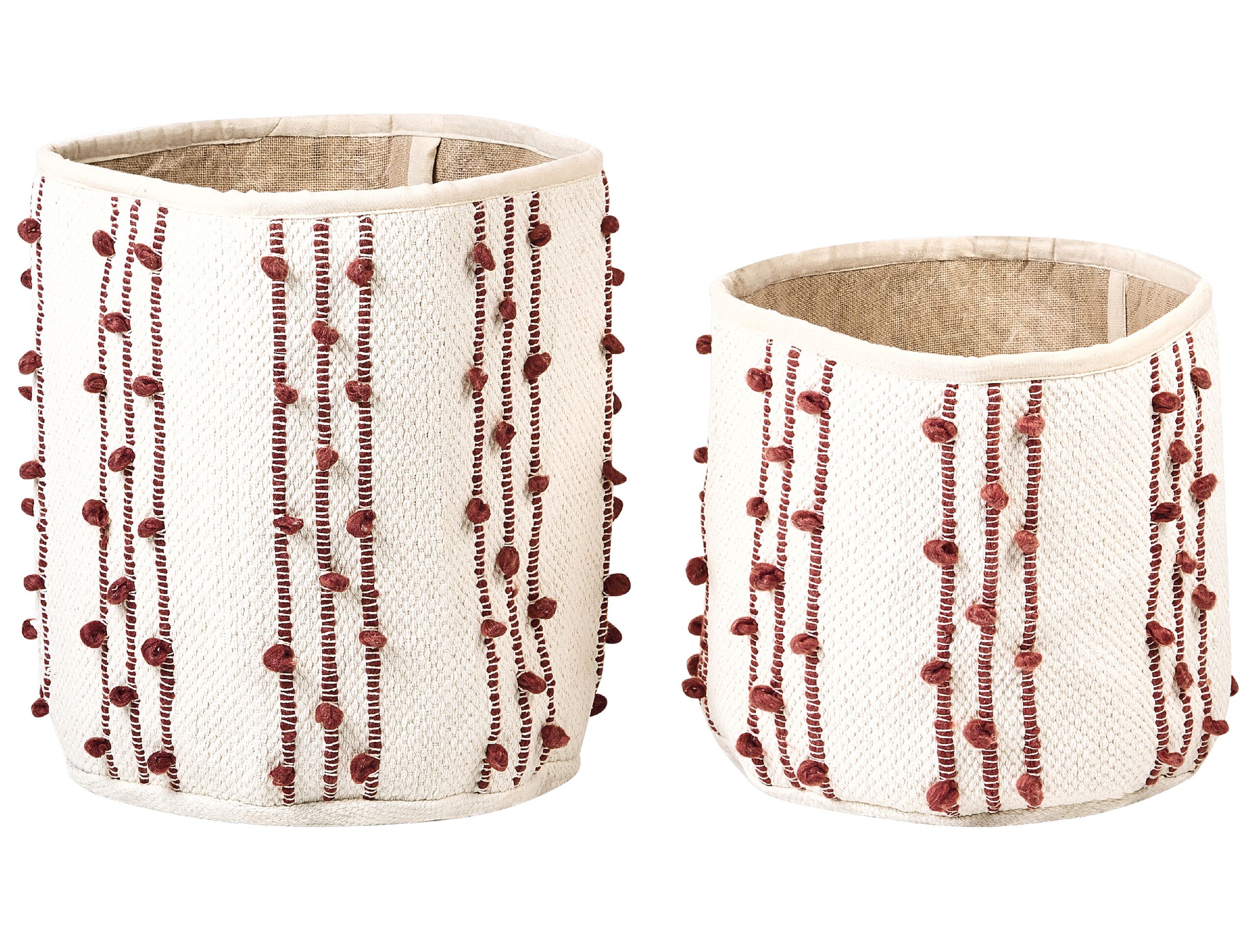 Set of 2 Cotton Baskets Beige and Red - Gemini Interiors