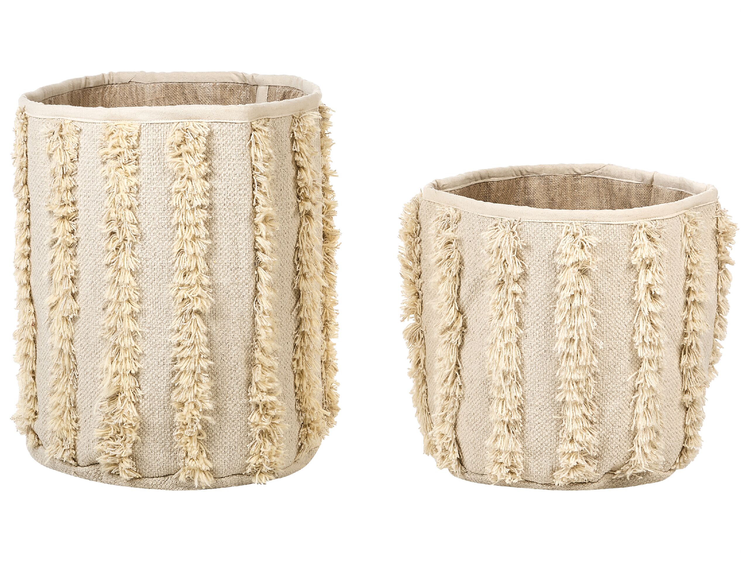 Set of 2 Cotton Baskets Beige - Gemini Interiors