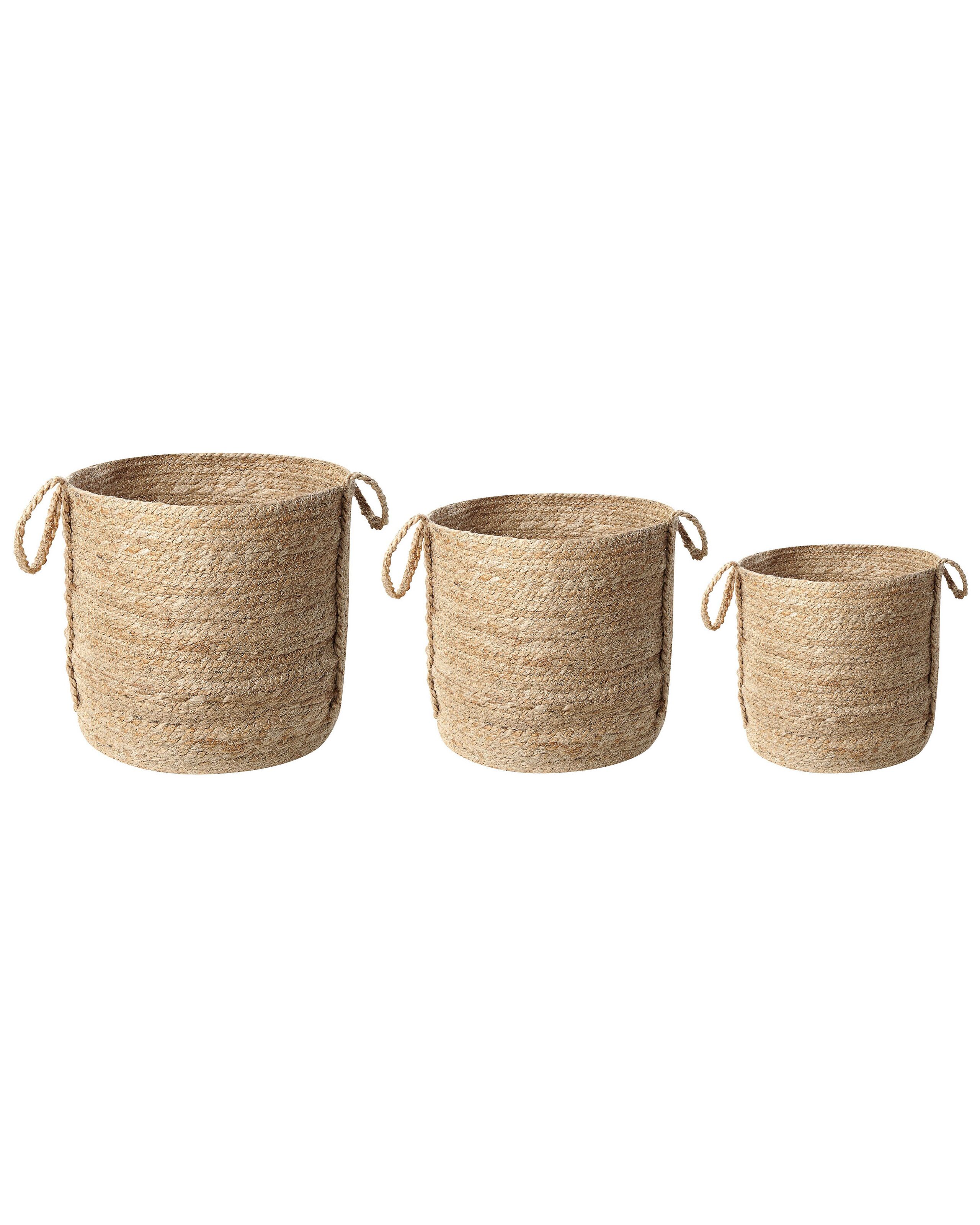 Set of 3 Jute Baskets Natural - Gemini Interiors
