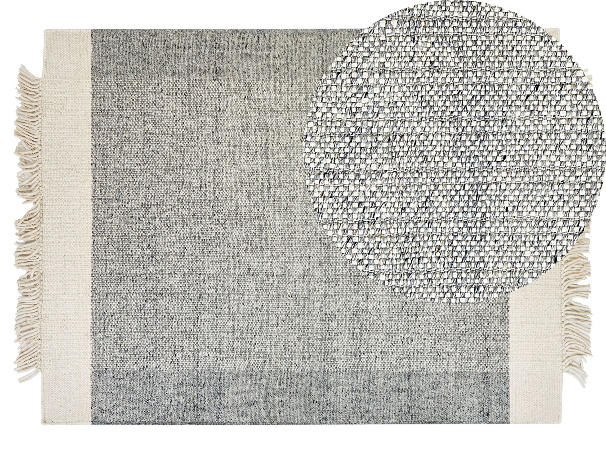 Wool Area Rug 140x200cm Grey and Off - White - Gemini Interiors