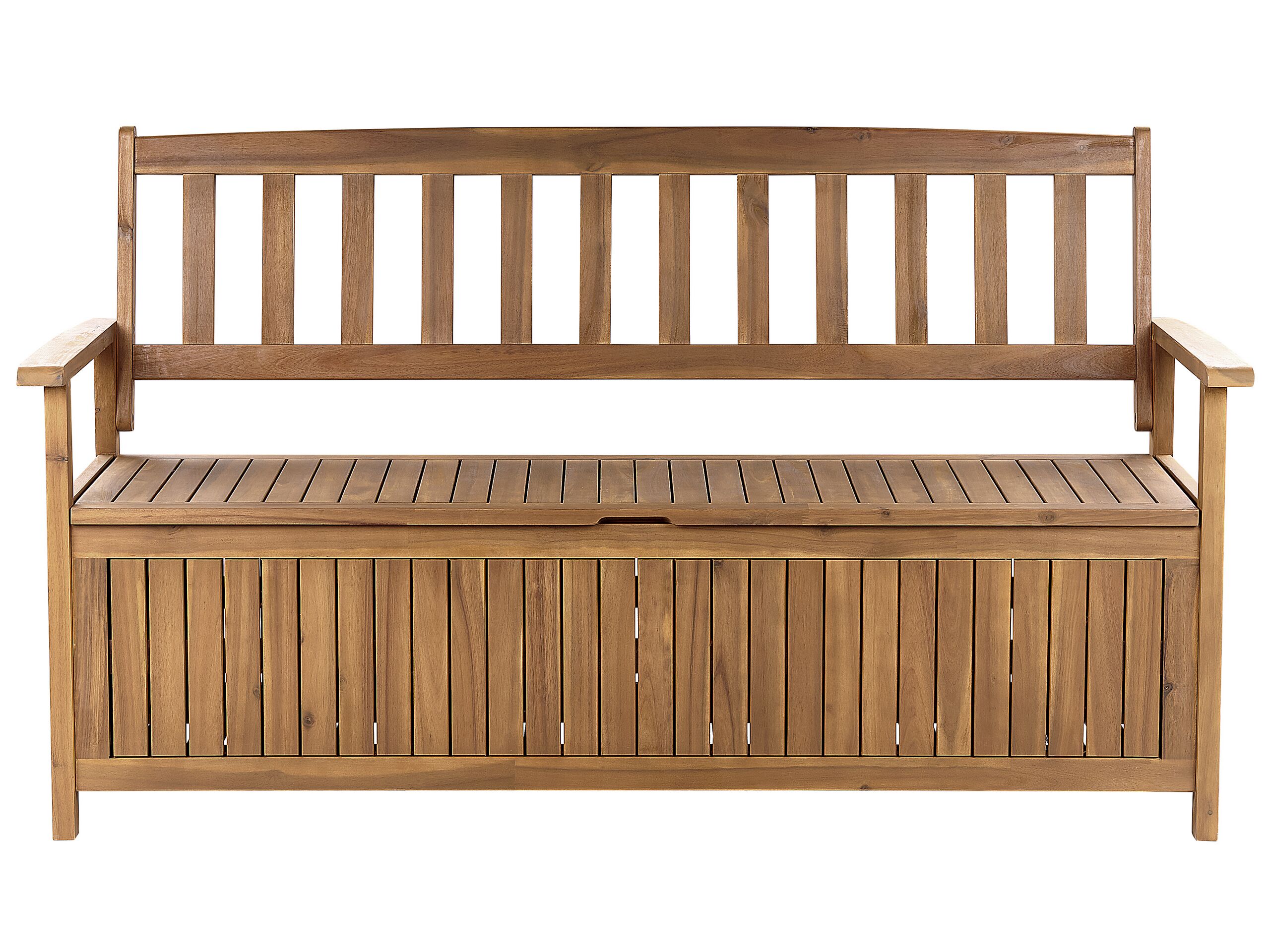 Acacia Wood Garden Bench with Storage 160 cm Light SOVANA - Gemini Interiors
