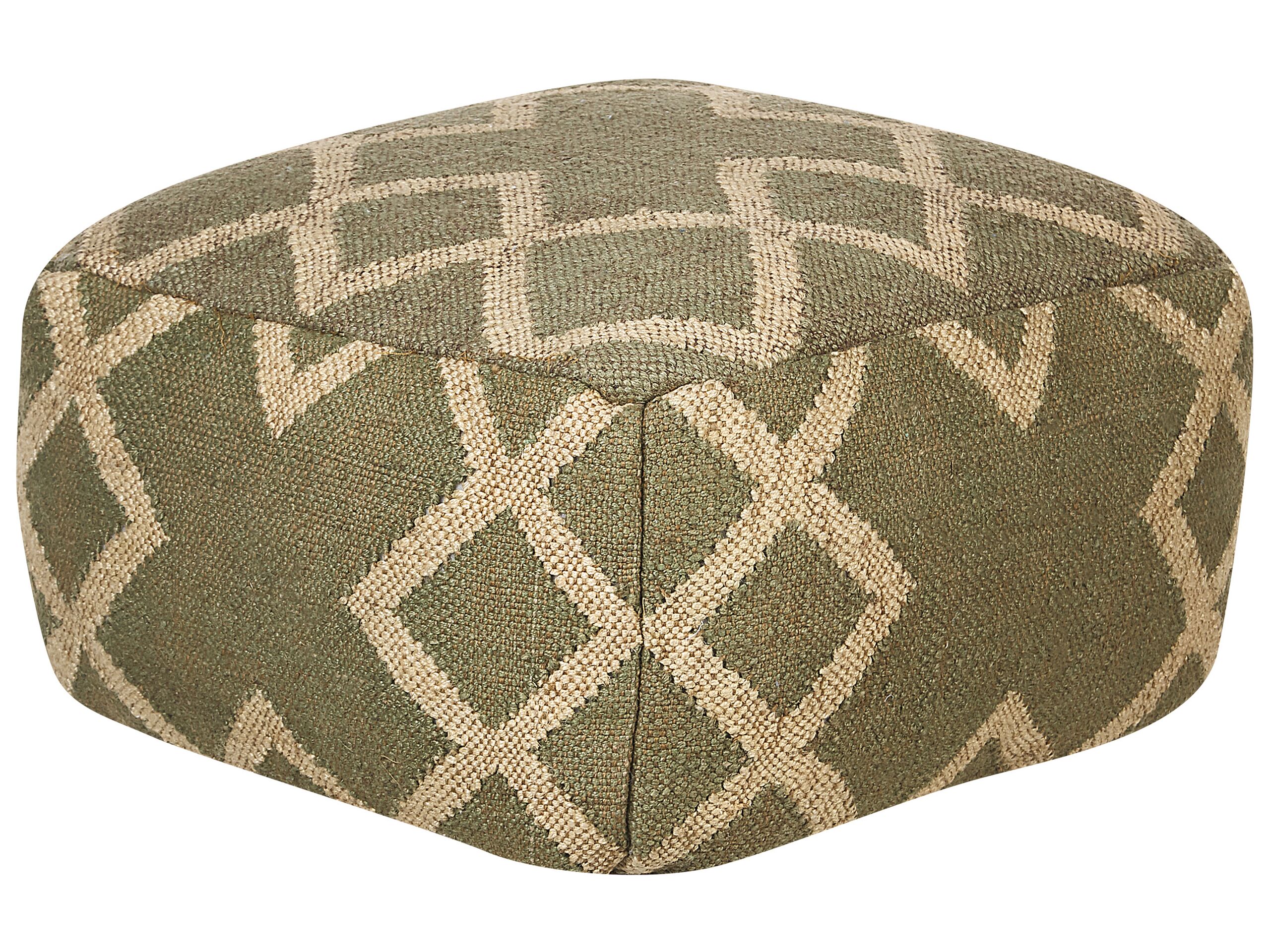 Jute Pouffe 50 x 50 cm Green and Beige GOPI - Gemini Interiors
