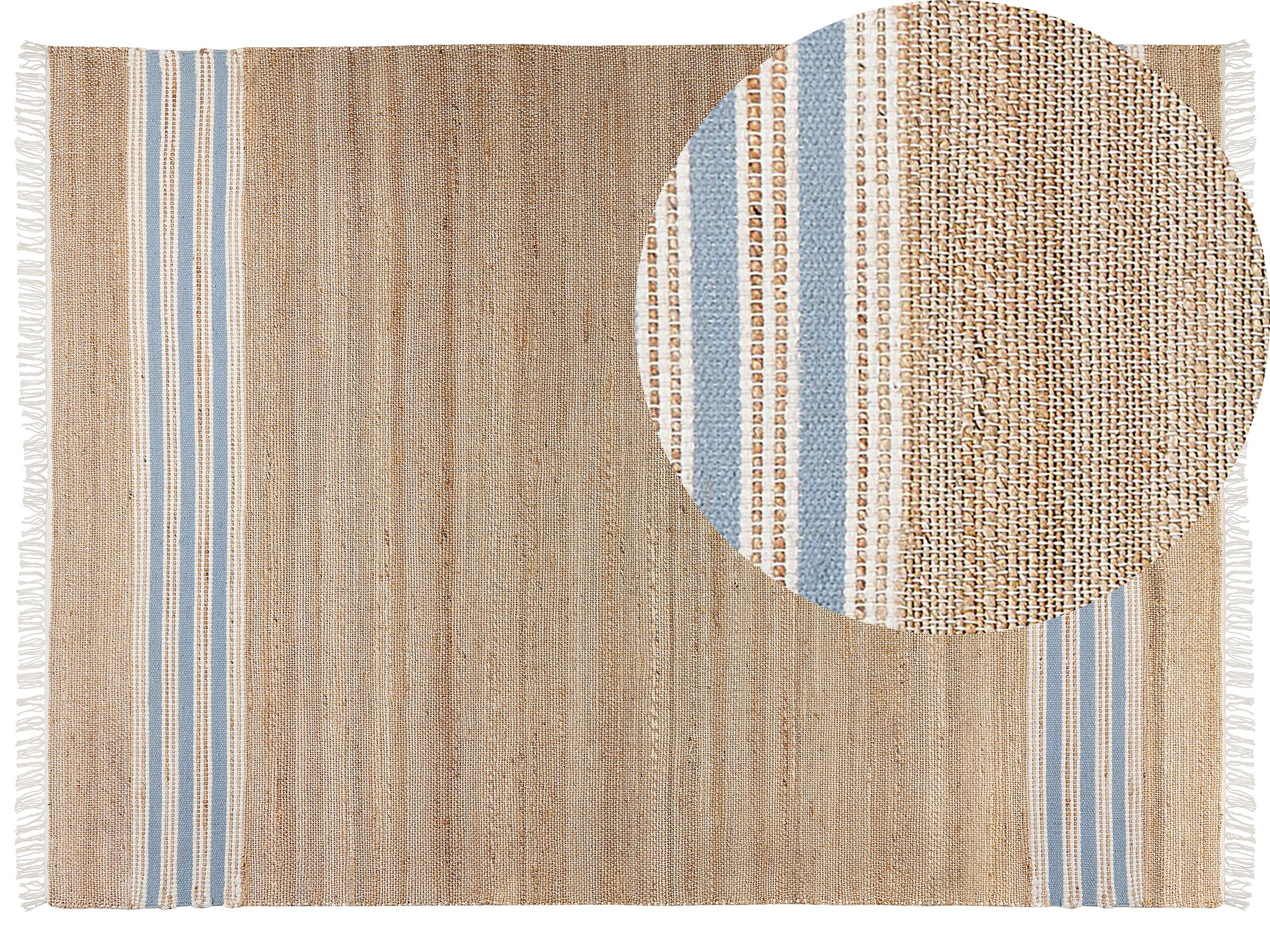 Jute Area Rug 160x230cm Beige and Light Blue - Gemini Interiors