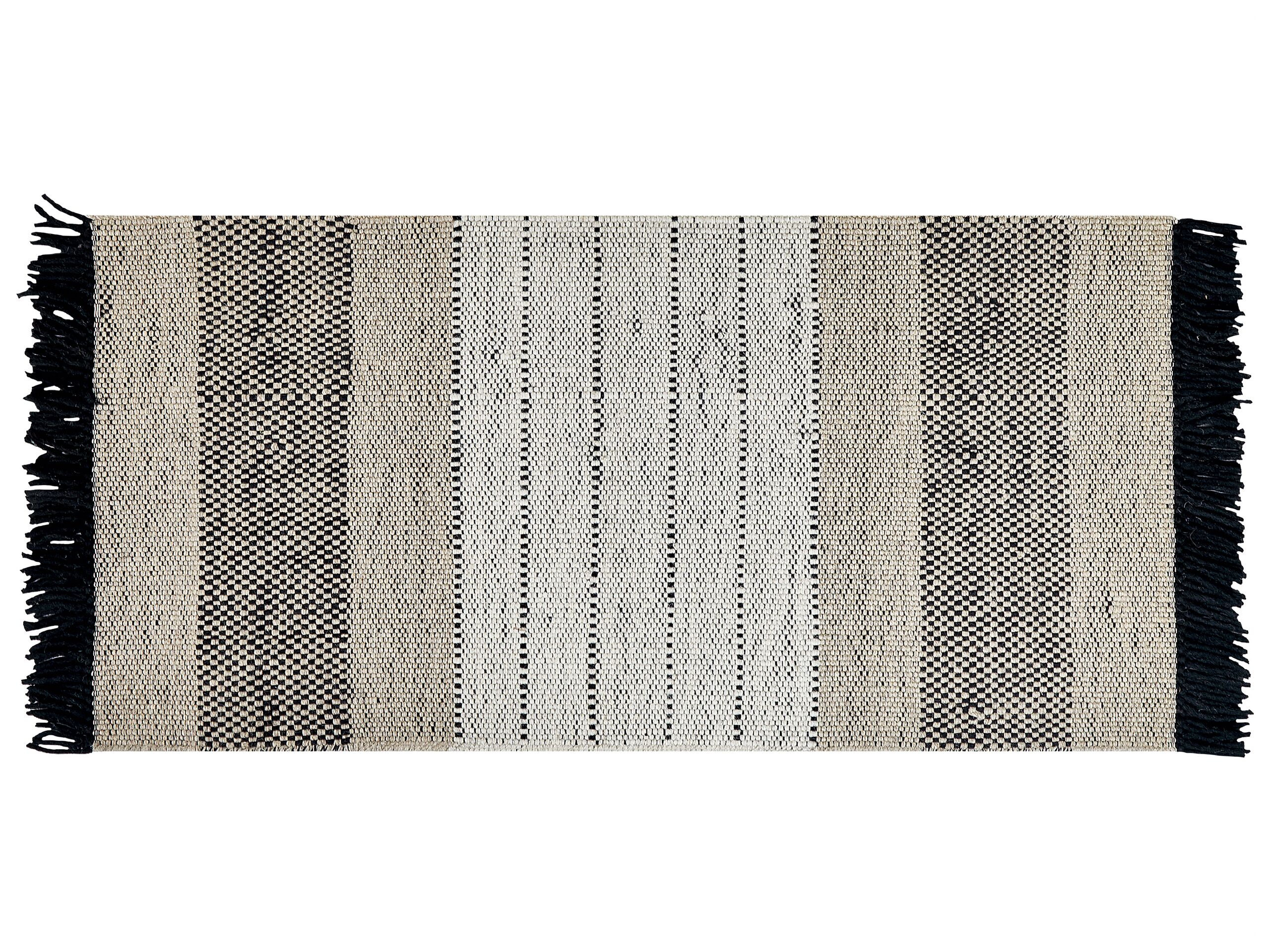 Wool Area Rug 80x150cm Beige and Black - Gemini Interiors