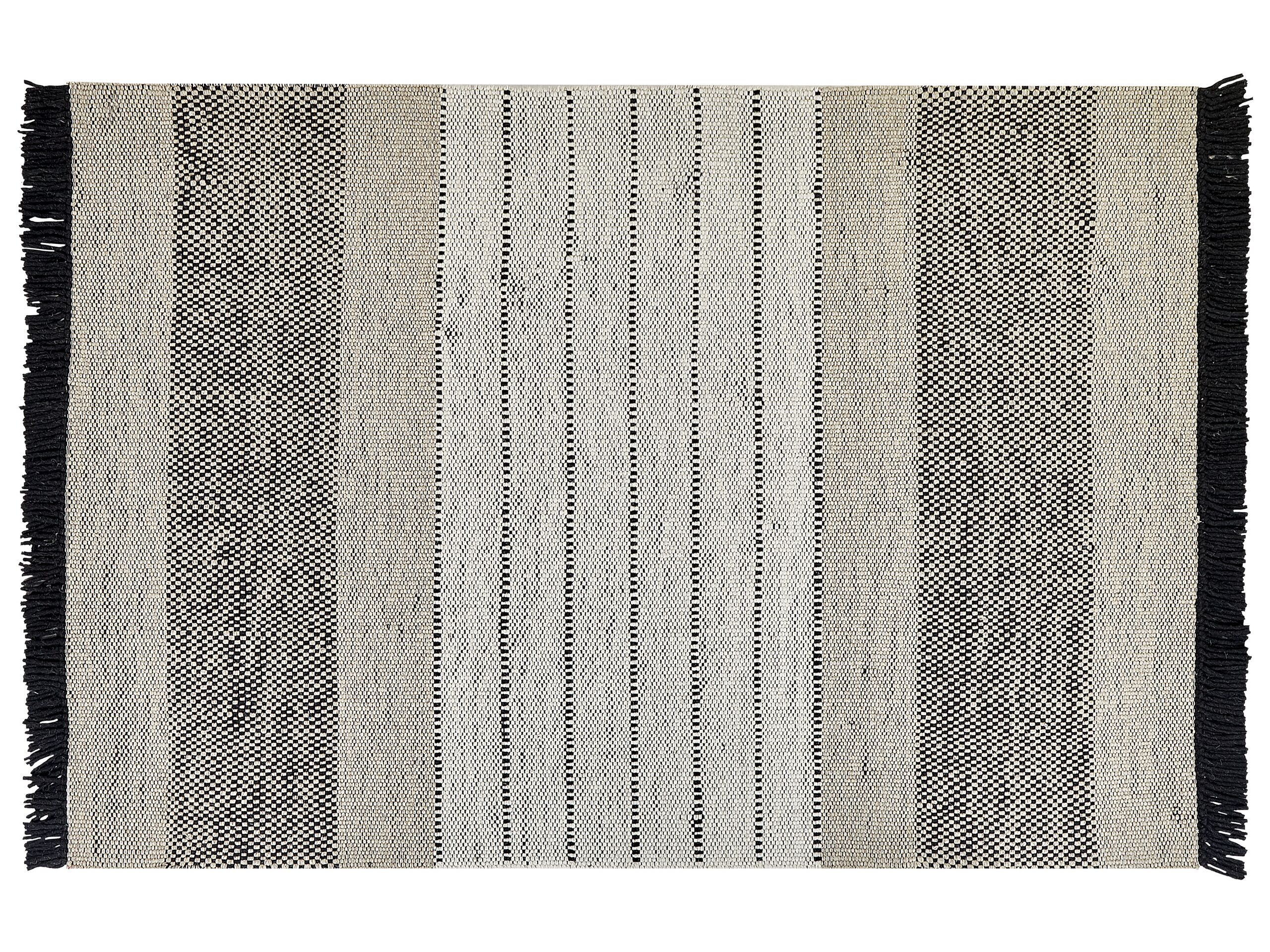 Wool Area Rug 140x200cm Beige and Black - Gemini Interiors