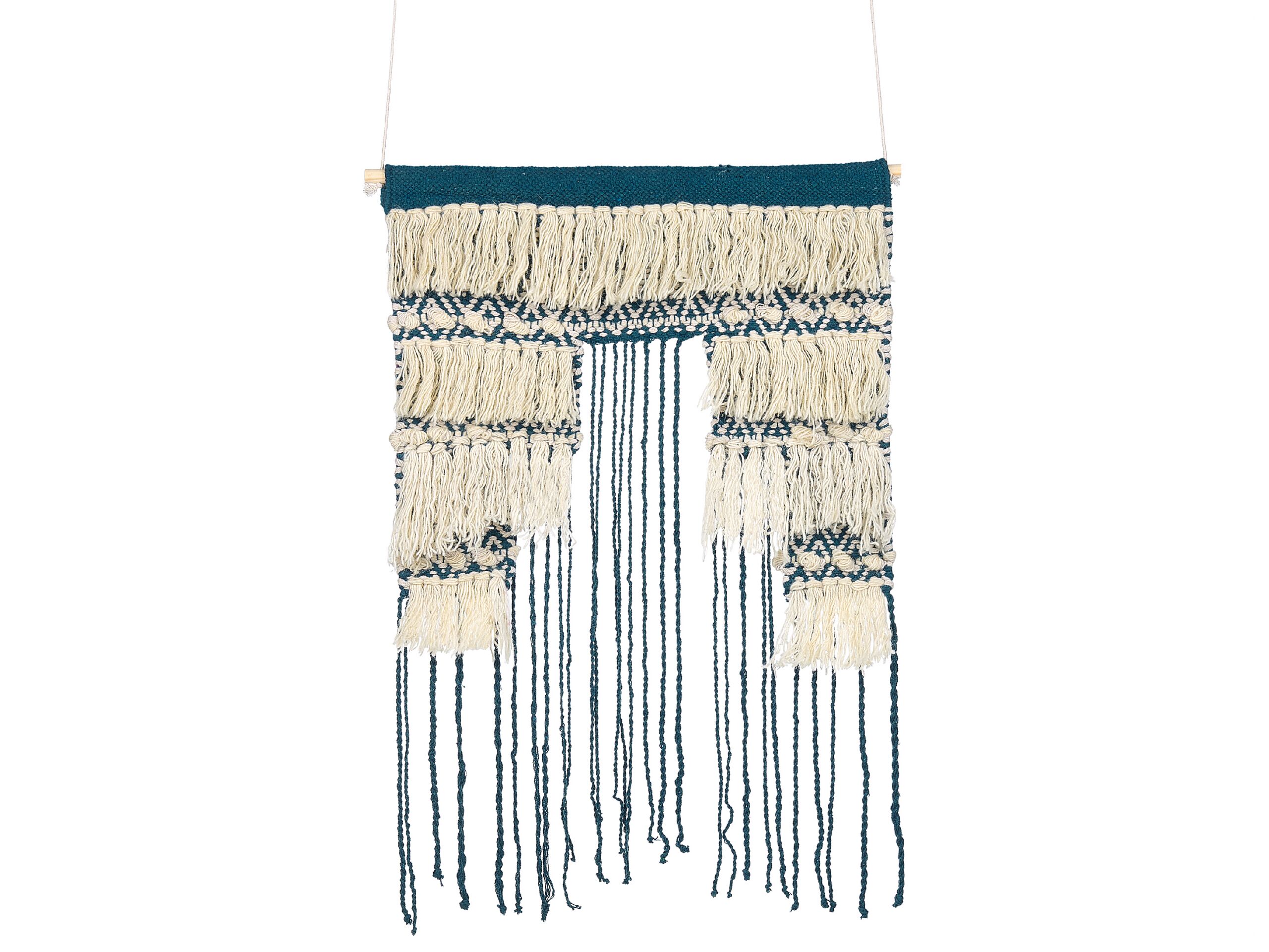 Cotton MacramÃ Wall Hanging Blue and Beige NADRA - Gemini Interiors
