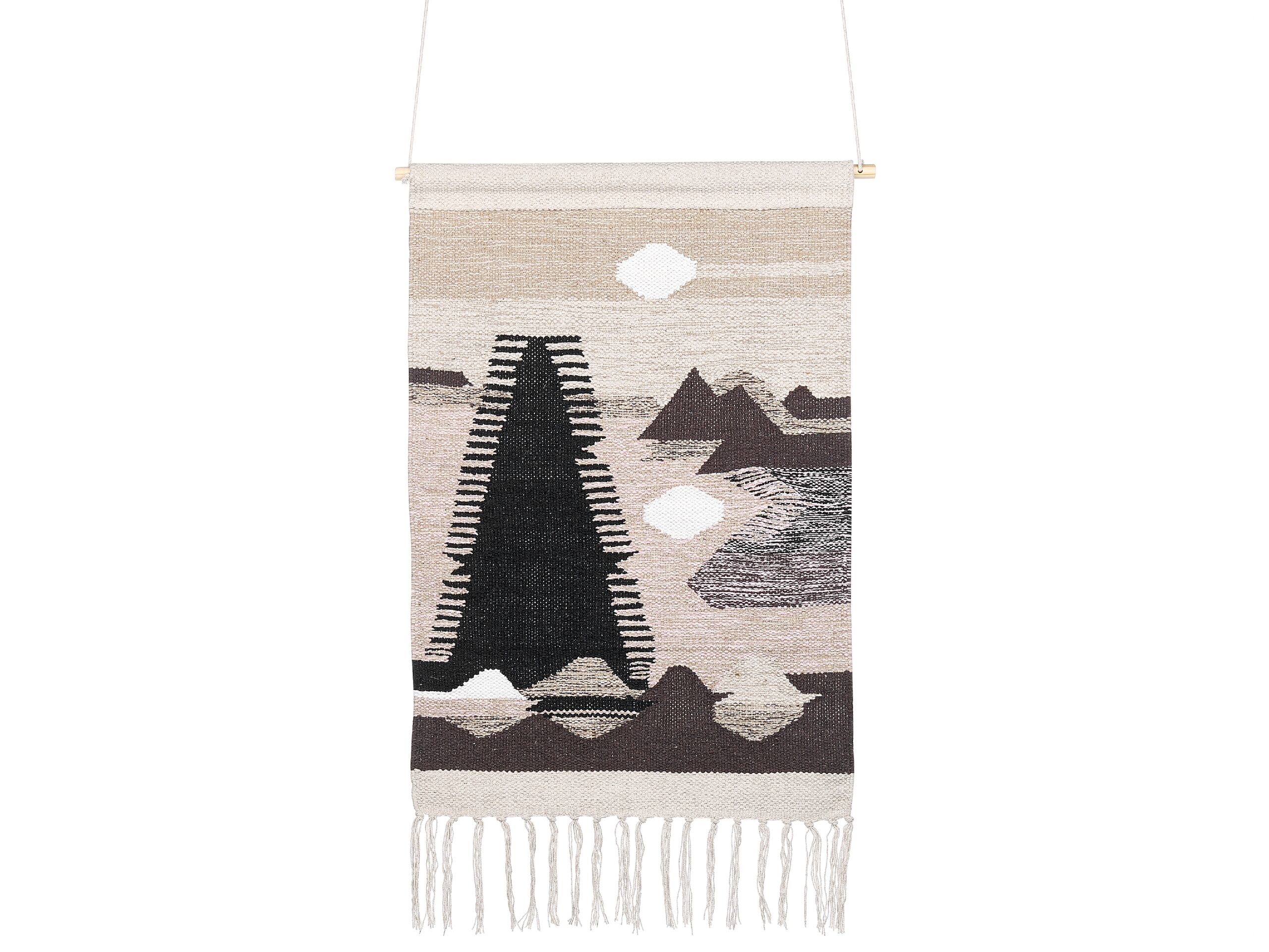 Cotton MacramÃ Wall Hanging Beige and Black SANGAR - Gemini Interiors