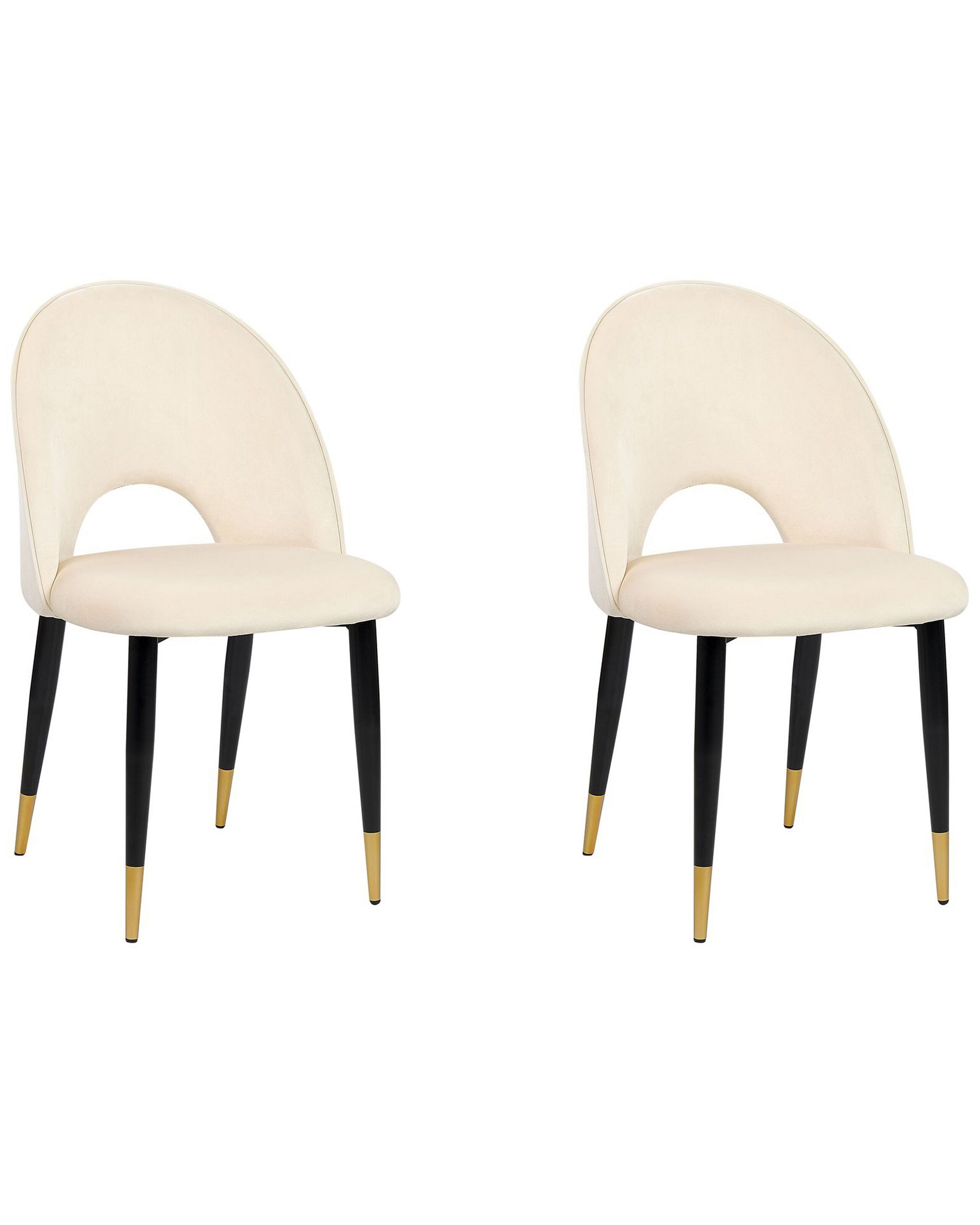 Set of 2 Velvet Dining Chairs Beige MAGALIA - Gemini Interiors