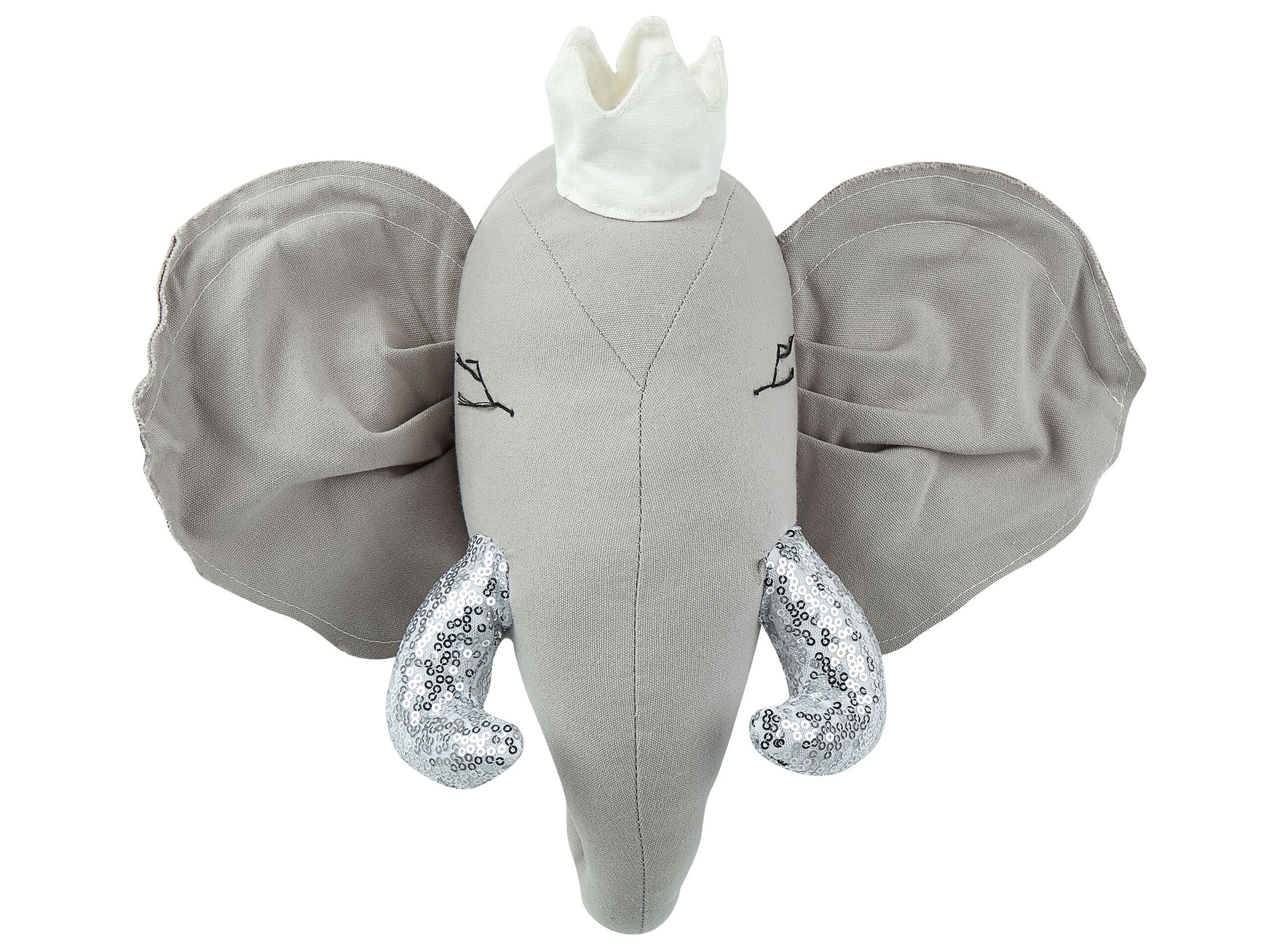 Plush Animal Head Wall DÃ cor Elephant Grey TANTOR - Gemini Interiors