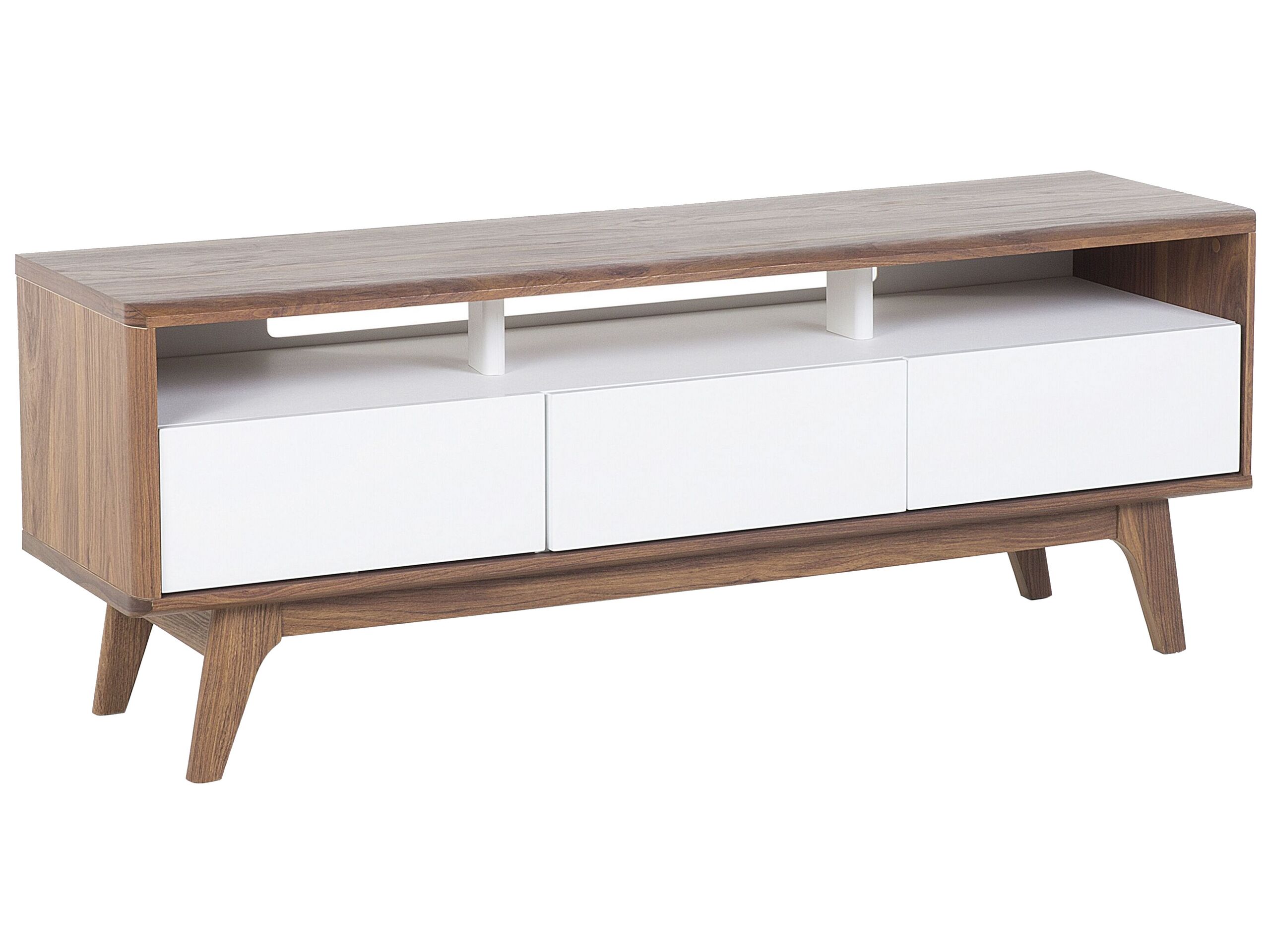 TV Stand Dark Wood and White SYRACUSE - Gemini Interiors
