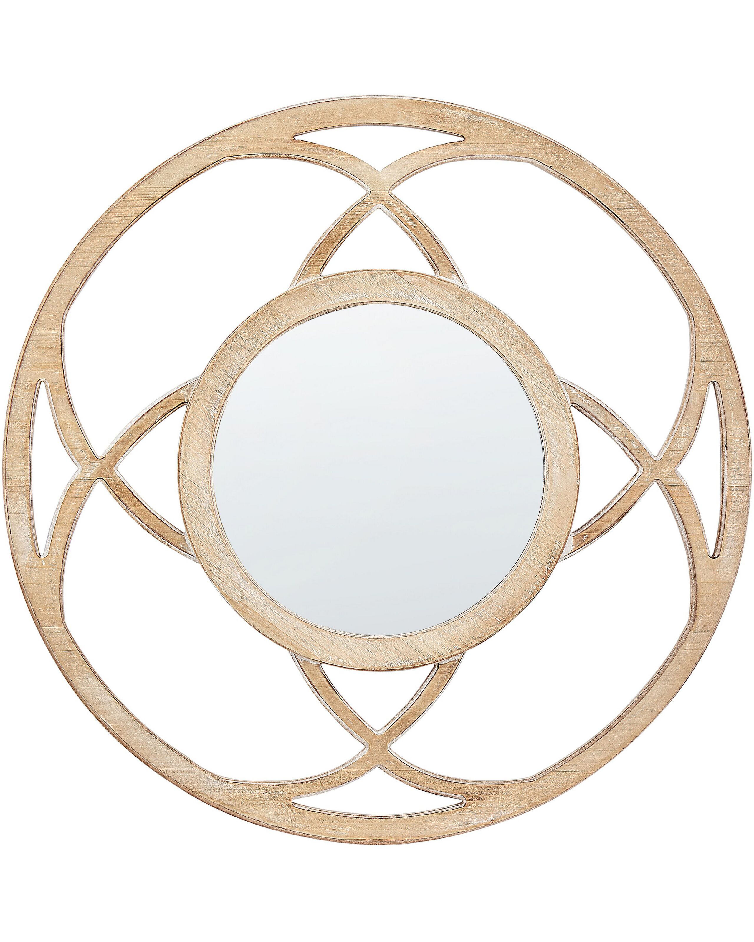 Round Wall Mirror 60cm Light Wood - Gemini Interiors
