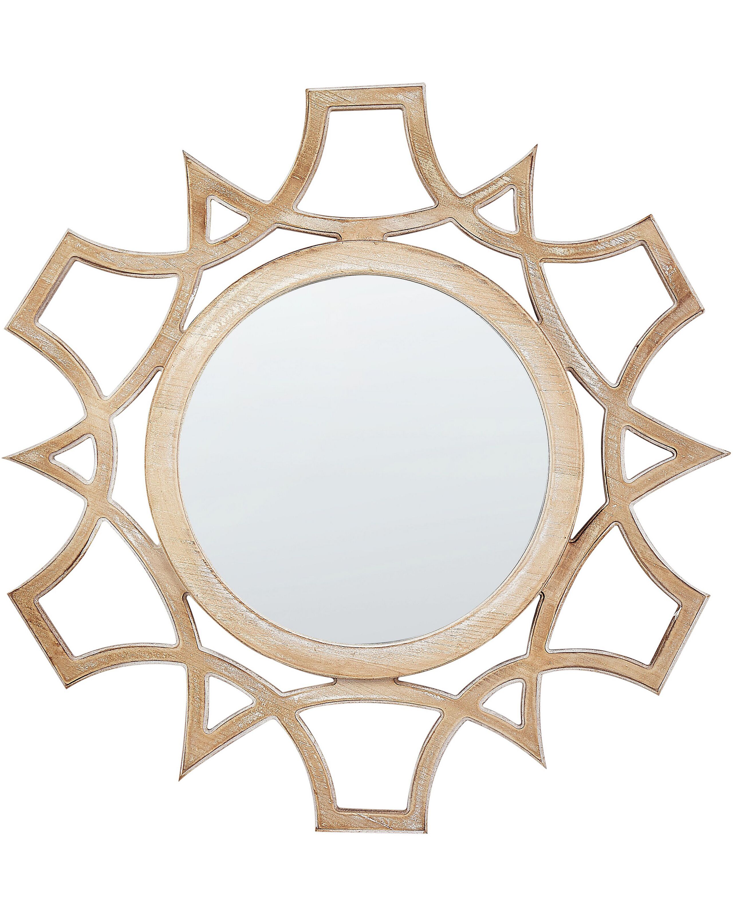 Round Wall Mirror 60cm Light Wood - Gemini Interiors