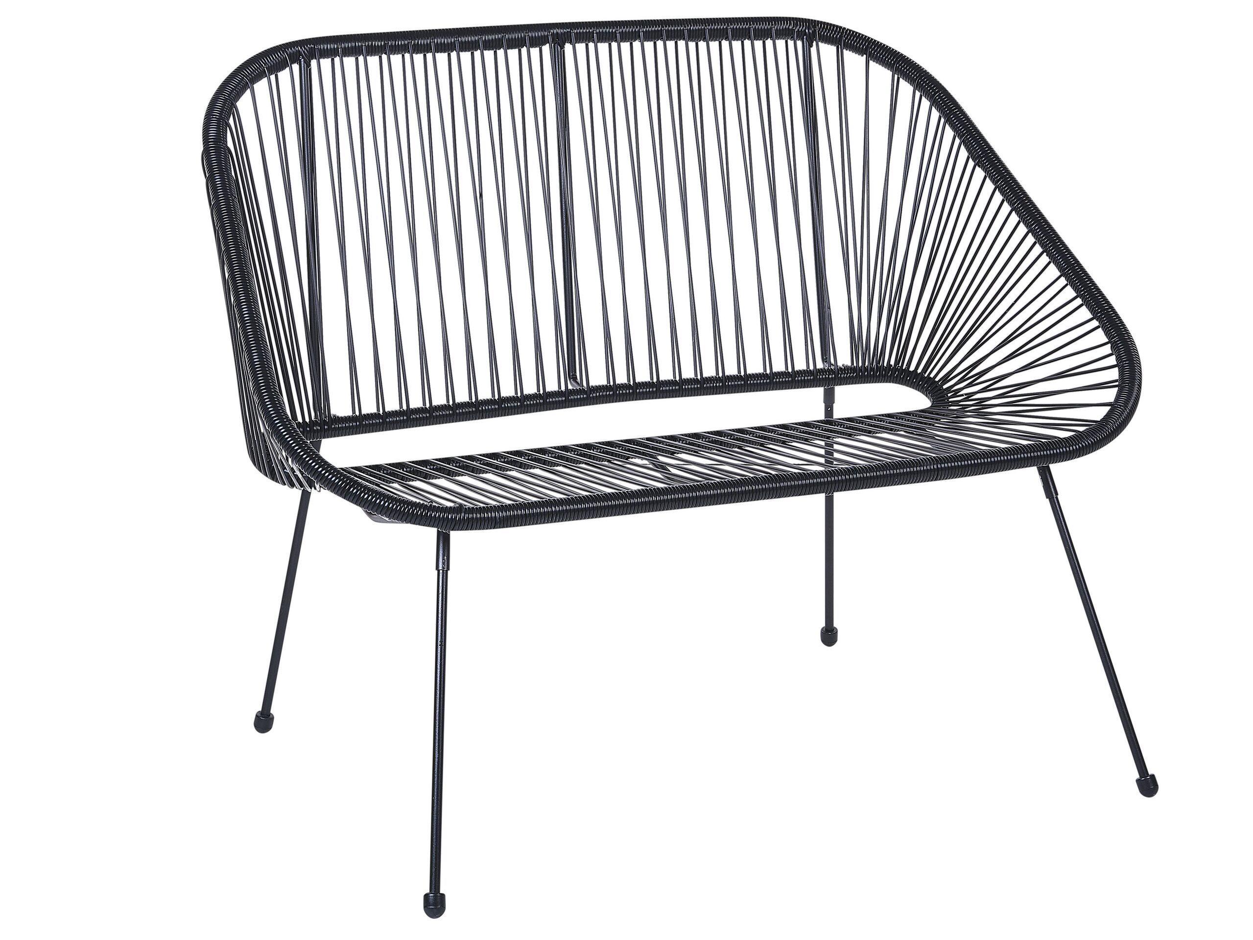 PE Rattan Garden Bench 114 cm Black ACAPULCO - Gemini Interiors