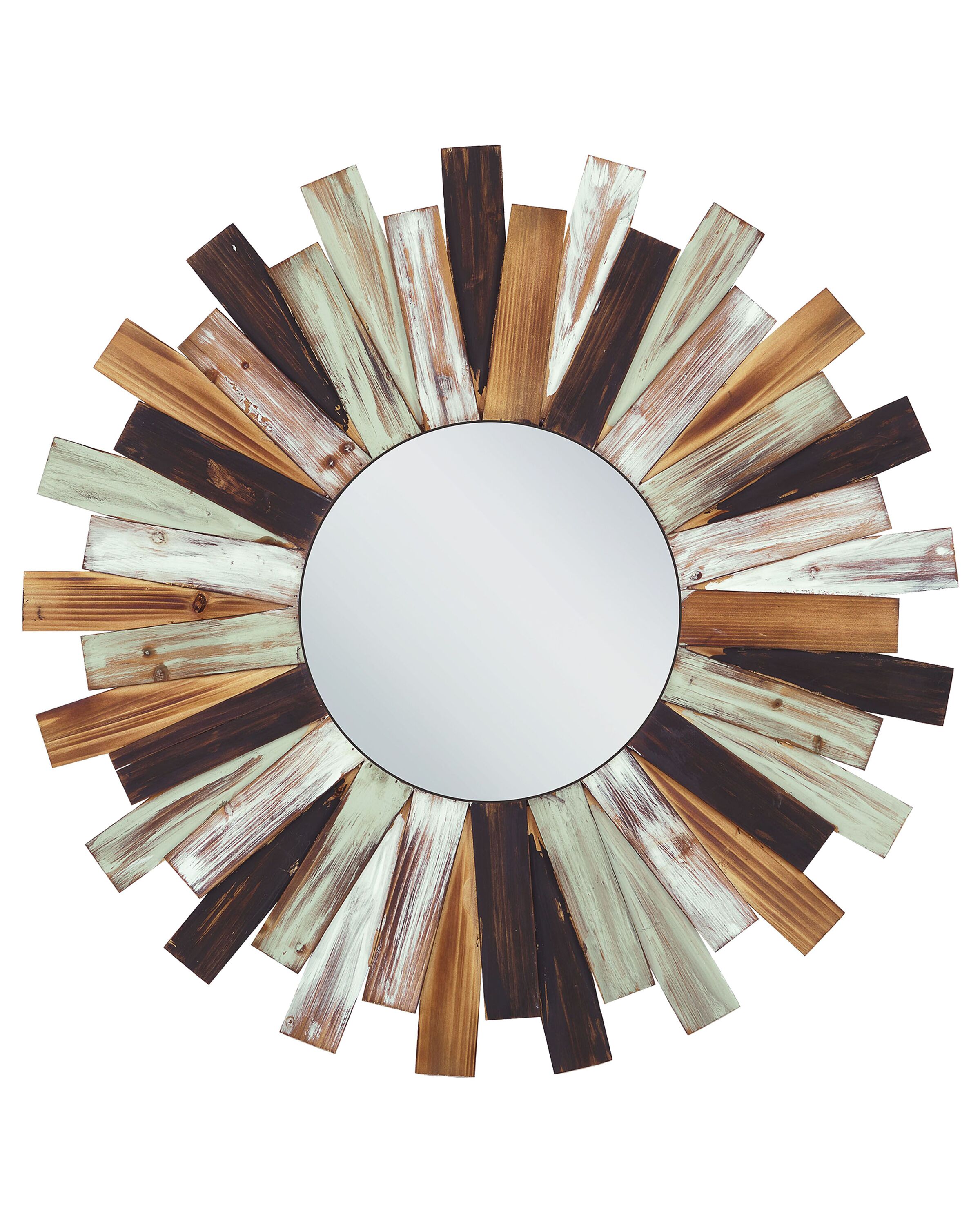 Wooden Sunburst Wall Mirror 75cm Multicolour - Gemini Interiors
