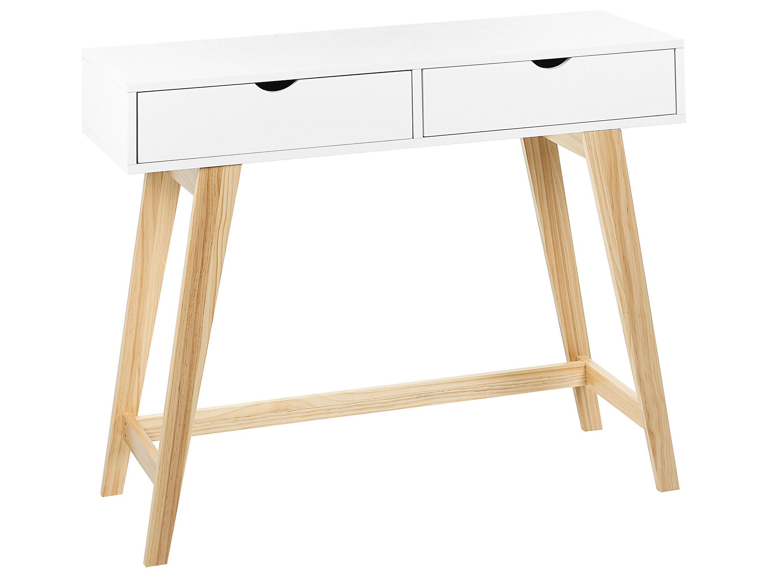 2 Drawer Console Table White with Light Wood SULLY - Gemini Interiors